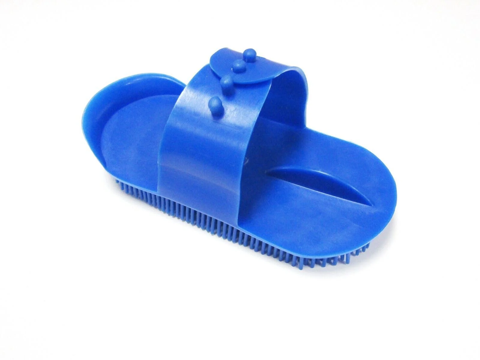 Horse Grooming Curry Comb Blue Color Plastic with Adjustable Strap - Image 2
