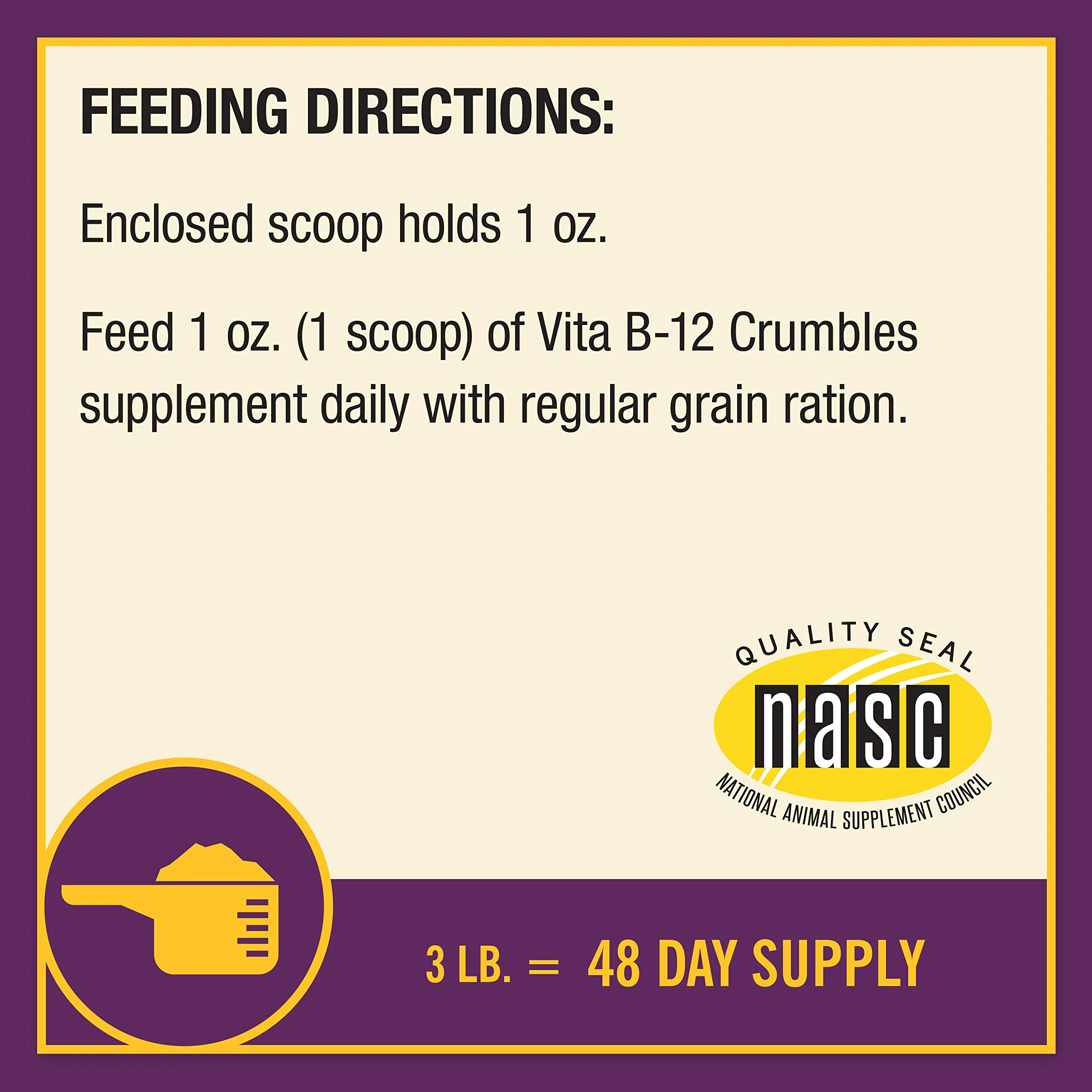 Horse Health Vita B-12 Crumbles Supplement for Horses, Supports red Blood Cell Production for Peak Performance, 3 pounds, 48 Day Supply - Image 2