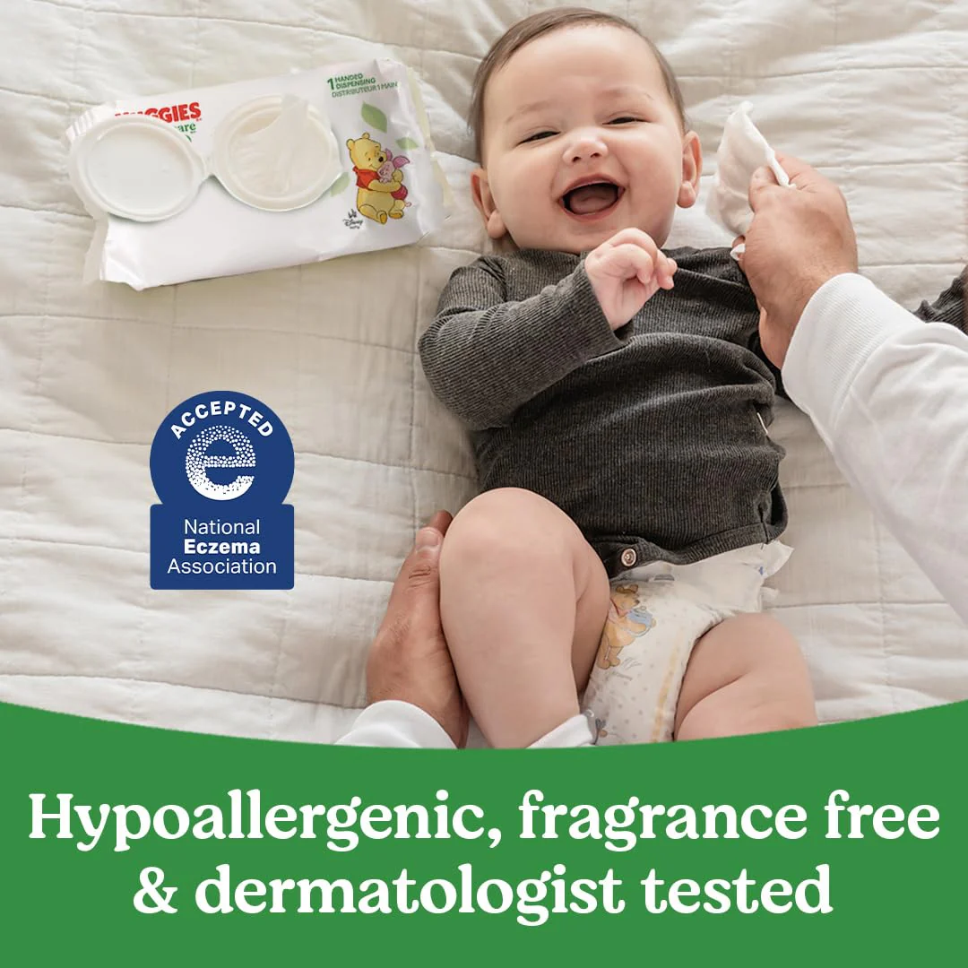 Huggies Natural Care Sensitive Baby Wipes, Unscented, Hypoallergenic, 99% Purified Water, 1 Flip-Top Pack (56 Wipes Total) - Image 4