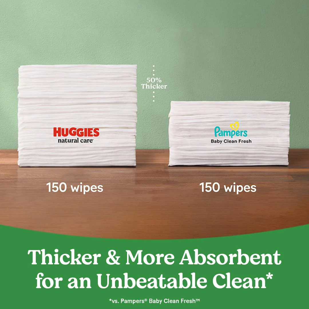 Huggies Natural Care Sensitive Baby Wipes, Unscented, Hypoallergenic, 99% Purified Water, 1 Flip-Top Pack (56 Wipes Total) - Image 6