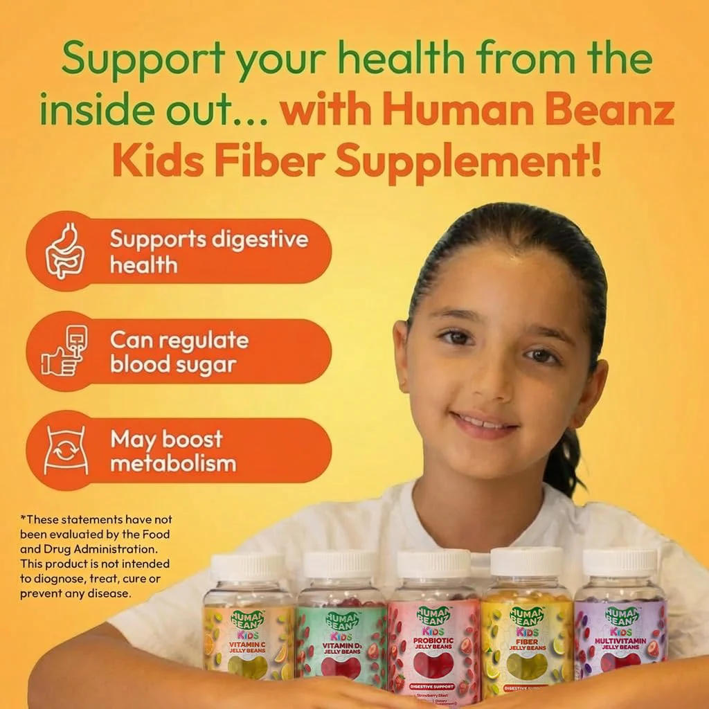 Human Beanz Fiber Jelly Bean Gummies for Kids, Fiber Supplements for Digestive Health, Vegetarian Fiber Gummy 120 Jellybeans - Image 4