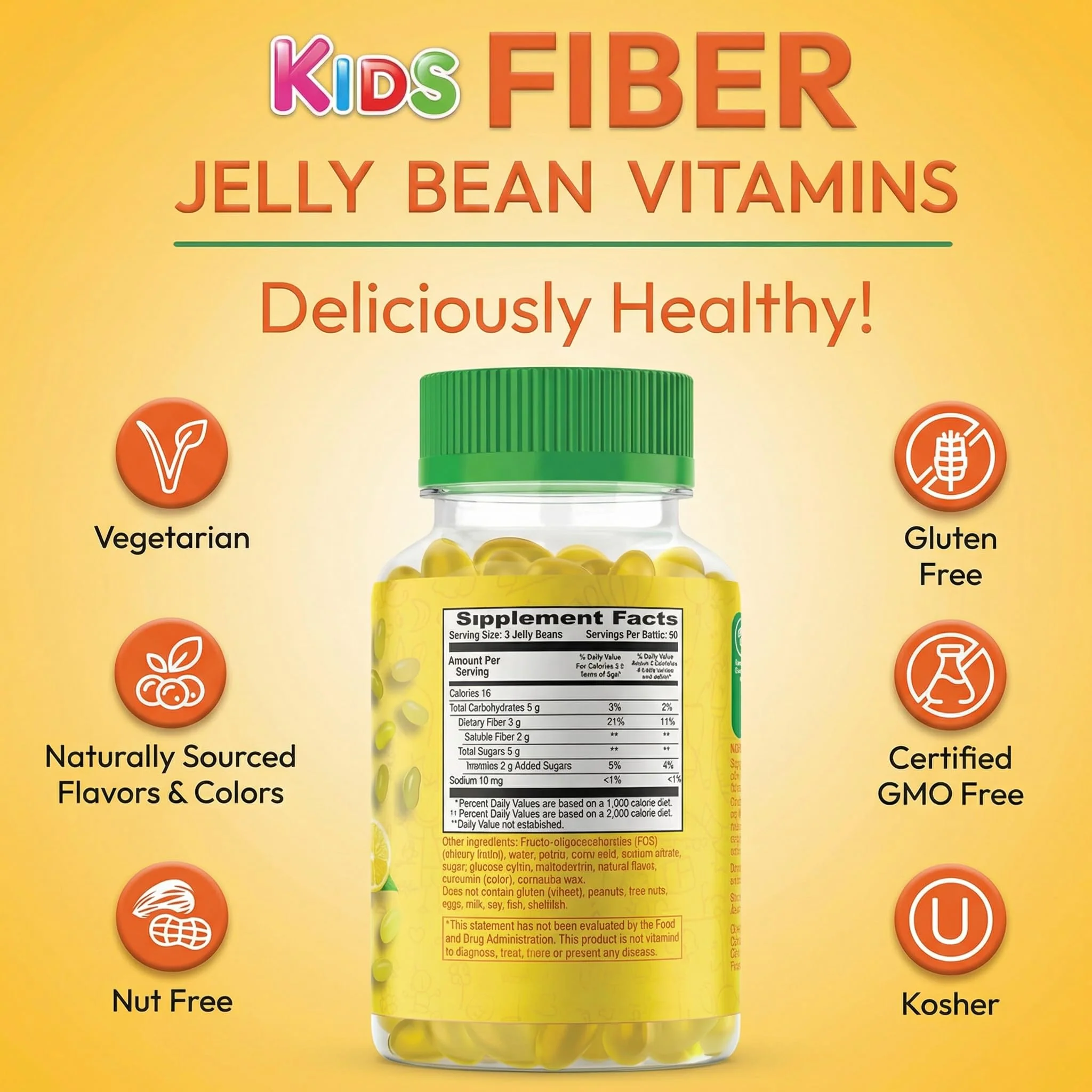 Human Beanz Fiber Jelly Bean Gummies for Kids, Fiber Supplements for Digestive Health, Vegetarian Fiber Gummy 120 Jellybeans - Image 7