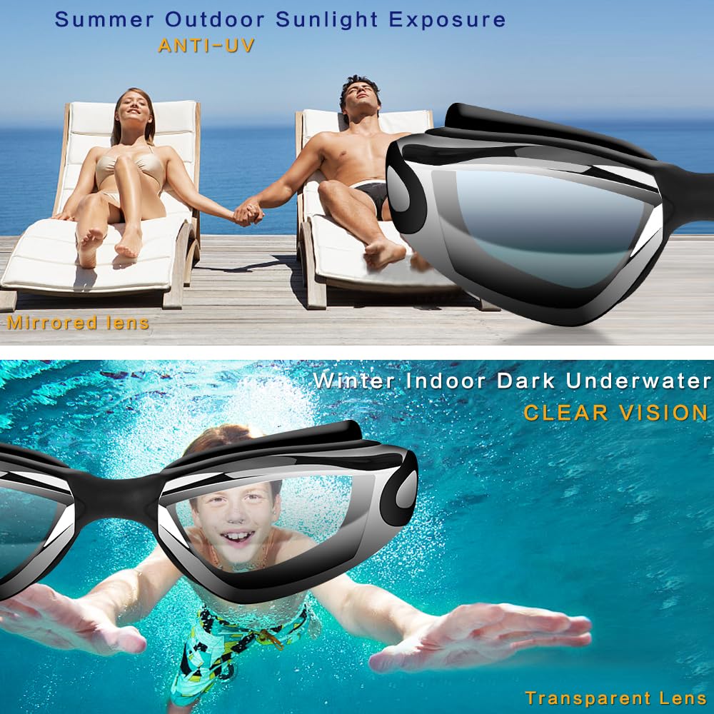 Hurdilen Swim Goggles Swimming Goggles No Leaking with Nose Clip, Earplugs, Swim Cap and Case for Men Women - Image 6