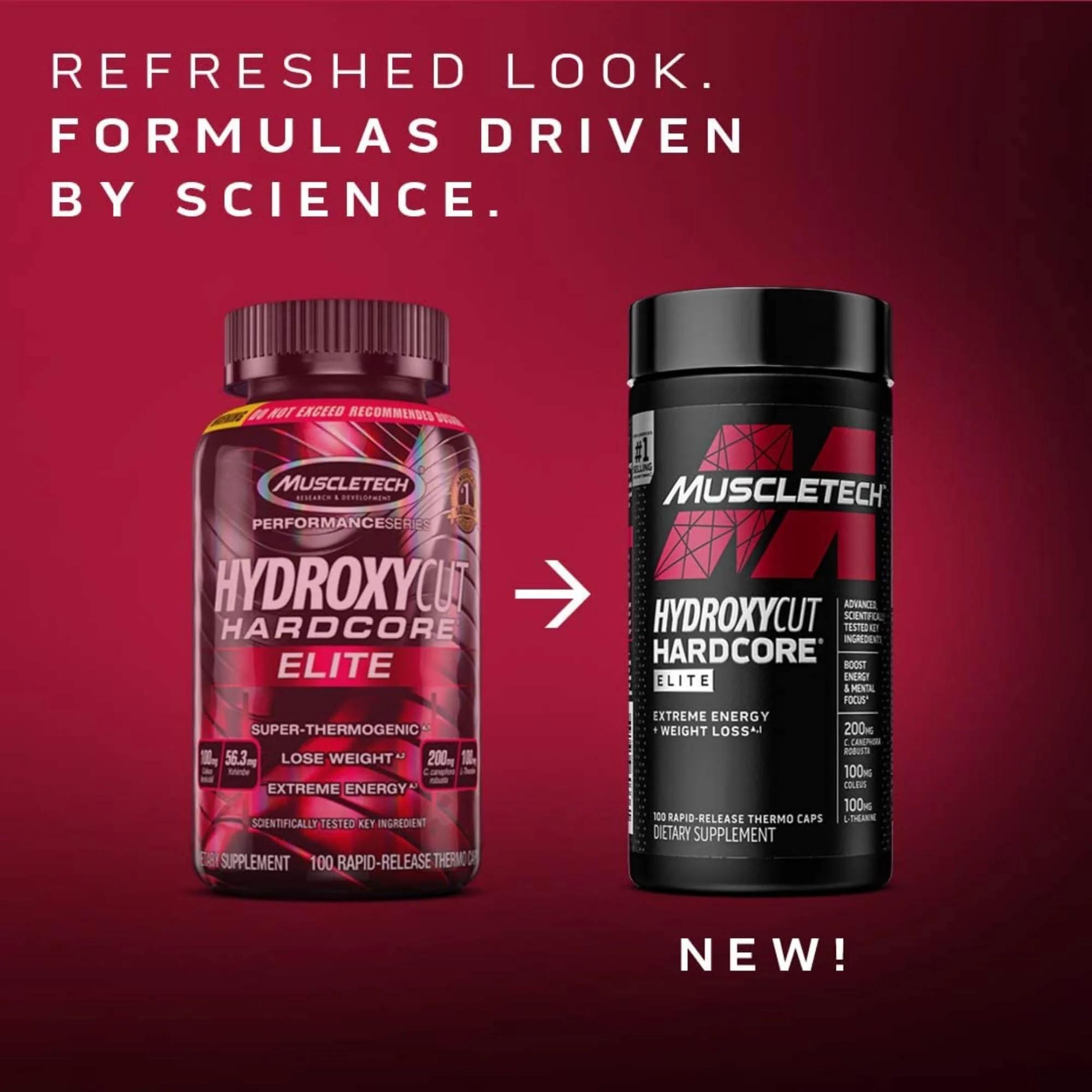 Hydroxycut Hardcore Elite - 100 Rapid-Release Thermo Caps - Energy & Focus - for Men & Women - 50 Servings - Image 3