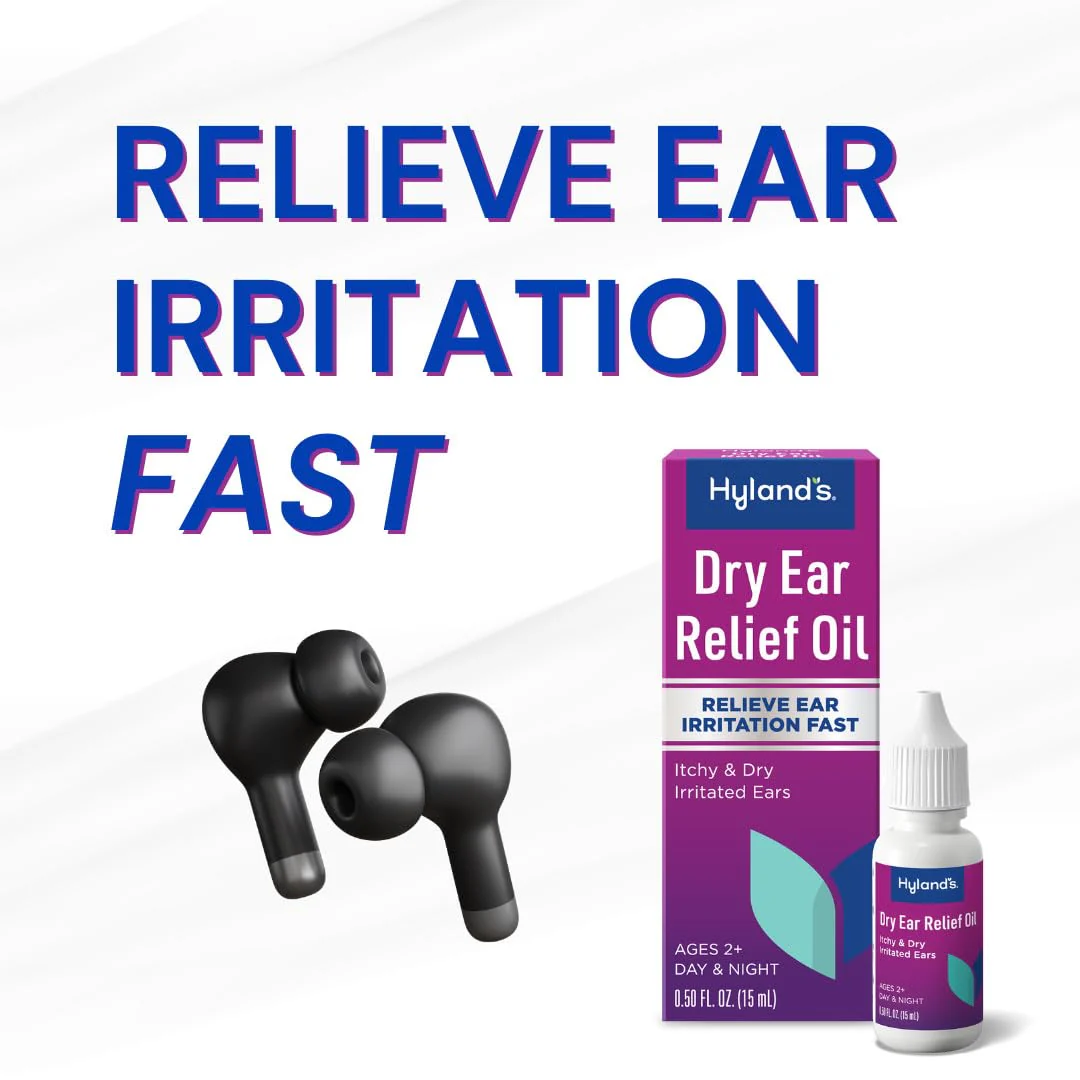 Hyland's Dry Ear Relief Oil, Relieve Ear Irritation Fast, for Itchy and Dry Irritated Ears, Ages 2 and up, Day and Night Drops, 0.5 Ounce - Image 3