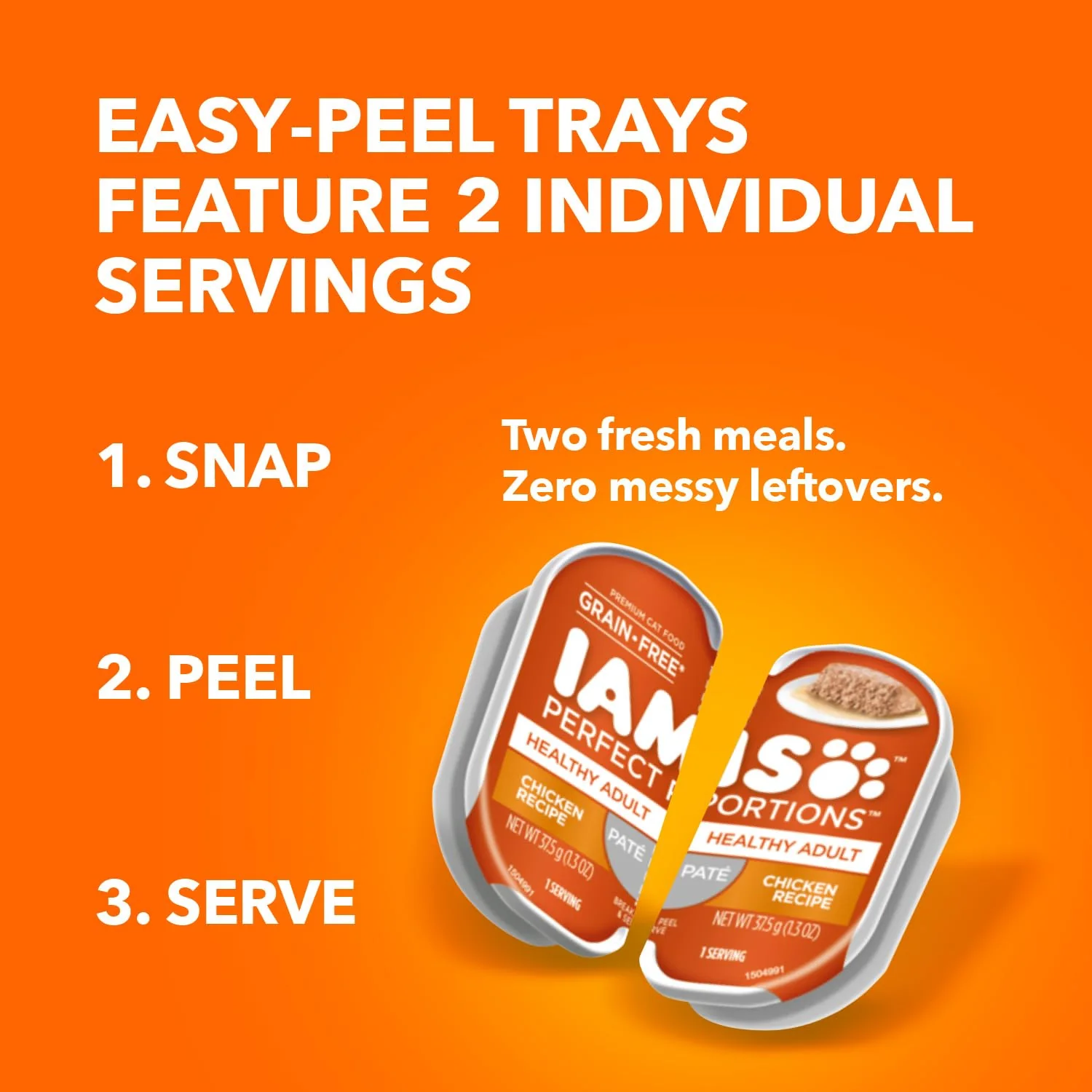 IAMS Perfect Portions Healthy Kitten Grain Free Wet Cat Food, Wet Cat Food Pate Recipe, Chicken Recipe, 2.6 oz. (24 Twin Packs) - Image 6
