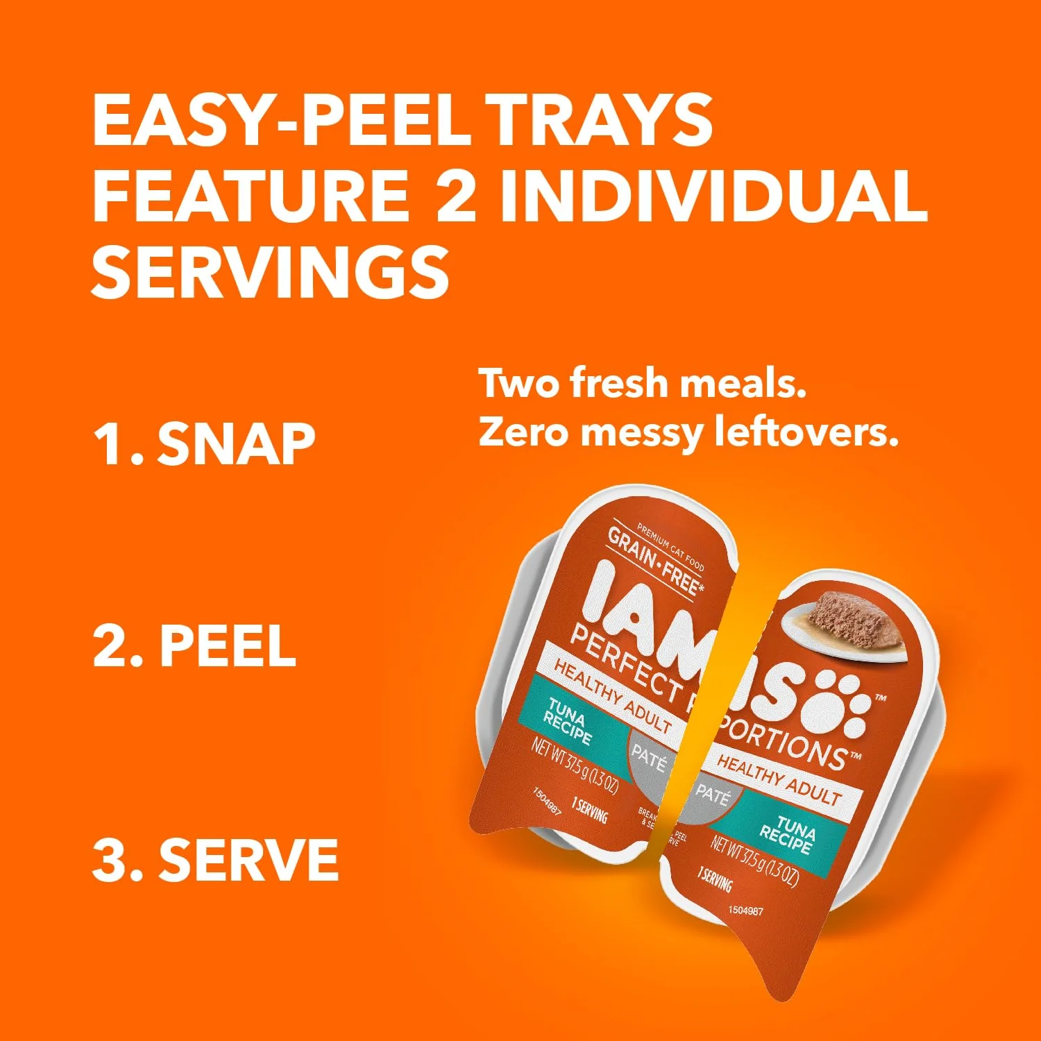 IAMS Perfect Portions Sensitive Digestion & Skin Wet Cat Food Pate, Healthy Adult Grain Free Pate, Tuna Recipe, 2.6 Oz. (24 Twin Packs) - Image 5