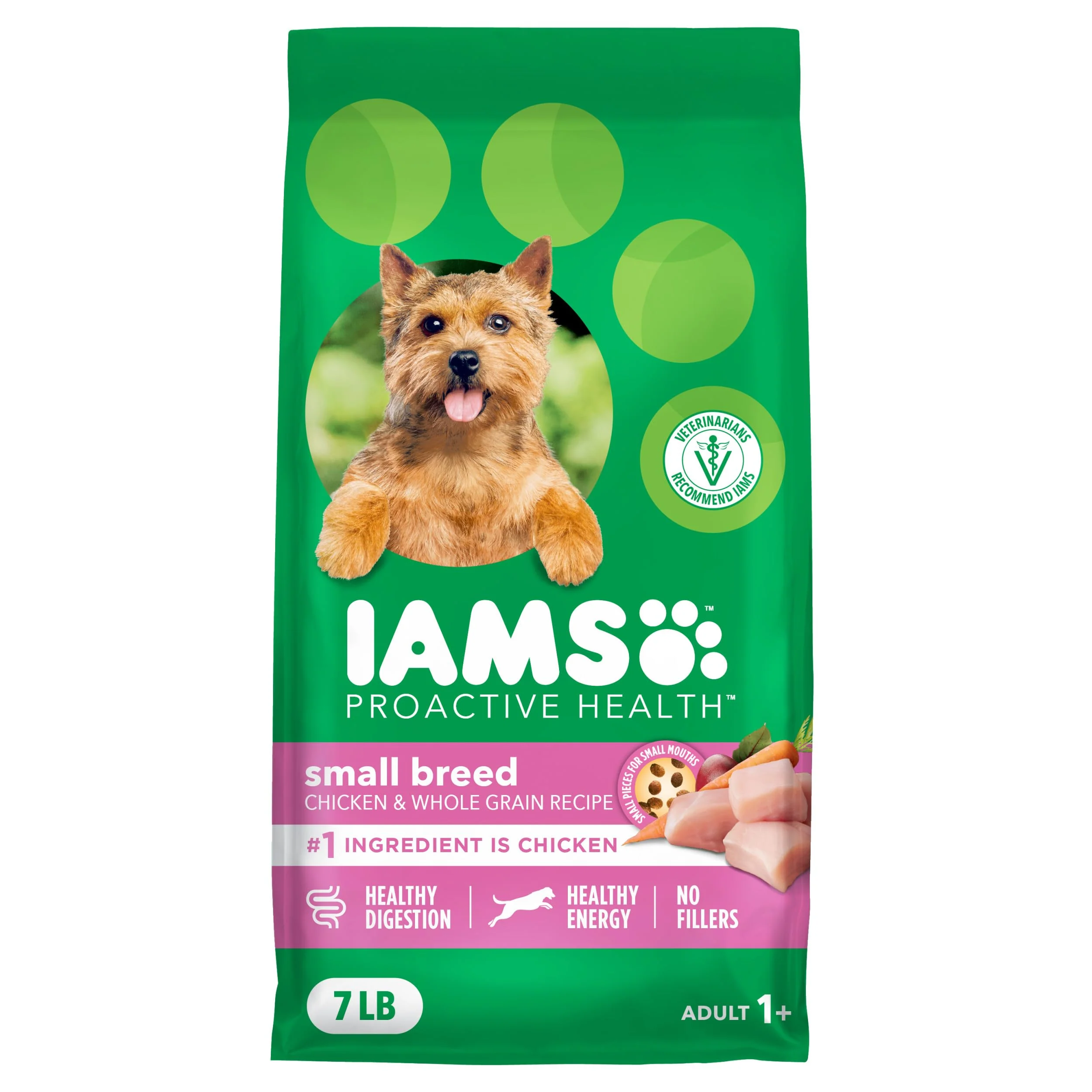 IAMS Proactive Health Dry Dog Food for Small Breeds, Adult Dog Food Dry Recipe, 7 lb. Bag