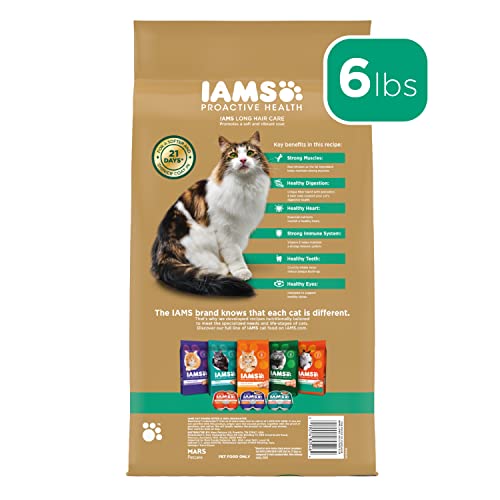 IAMS Proactive Health Long Hair Care Dry Cat Food, Adult Cat Food Dry Recipe with Real Chicken, 6 lb. Bag - Image 12