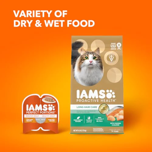 IAMS Proactive Health Long Hair Care Dry Cat Food, Adult Cat Food Dry Recipe with Real Chicken, 6 lb. Bag - Image 3