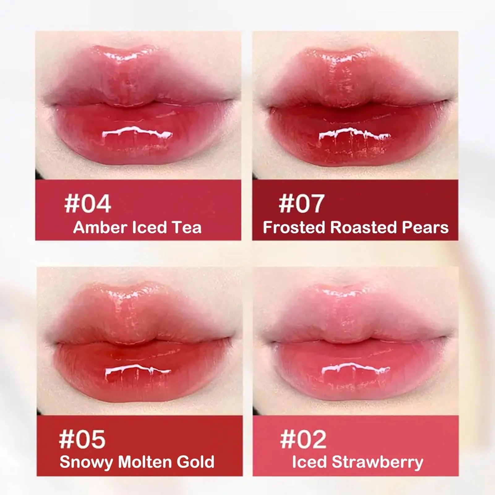 Ice Watery Lip Gloss, Mirror Lip Glazes, Jelly Hydrating Moisturizing Nonstick Transfer Proof Tinted Gloss Liquid Lipstick (05 Snowy Molten Gold) - Image 6