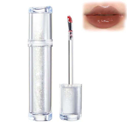 Ice Watery Lip Gloss, Mirror Lip Glazes, Jelly Hydrating Moisturizing Nonstick Transfer Proof Tinted Gloss Liquid Lipstick (06 Cold Dew Tea)