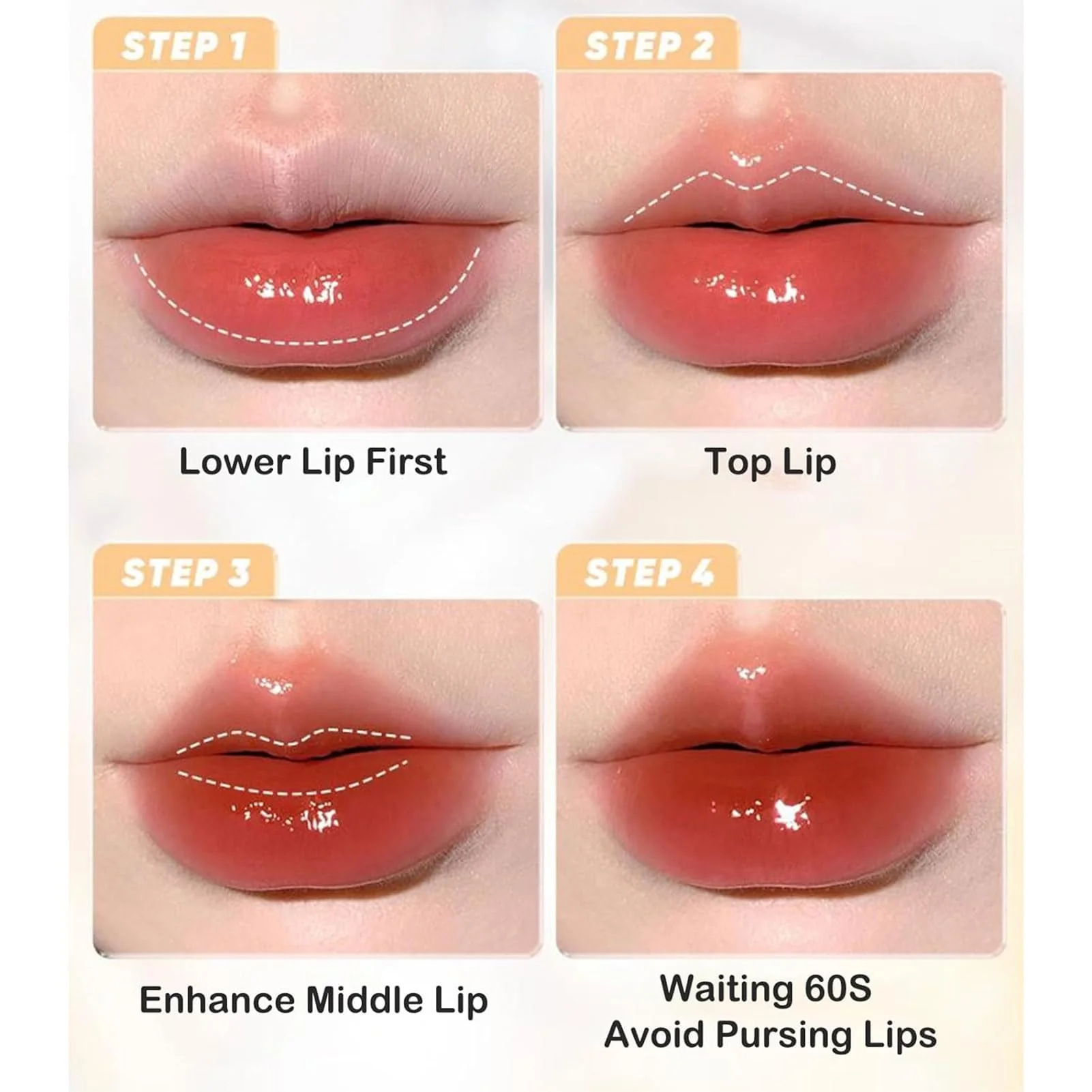 Ice Watery Lip Gloss, Mirror Tea Jelly Light Lip Glaze, Moisturizing Nonstick Liquid Lipstick (#07 Hot Red Wine Color) - Image 4