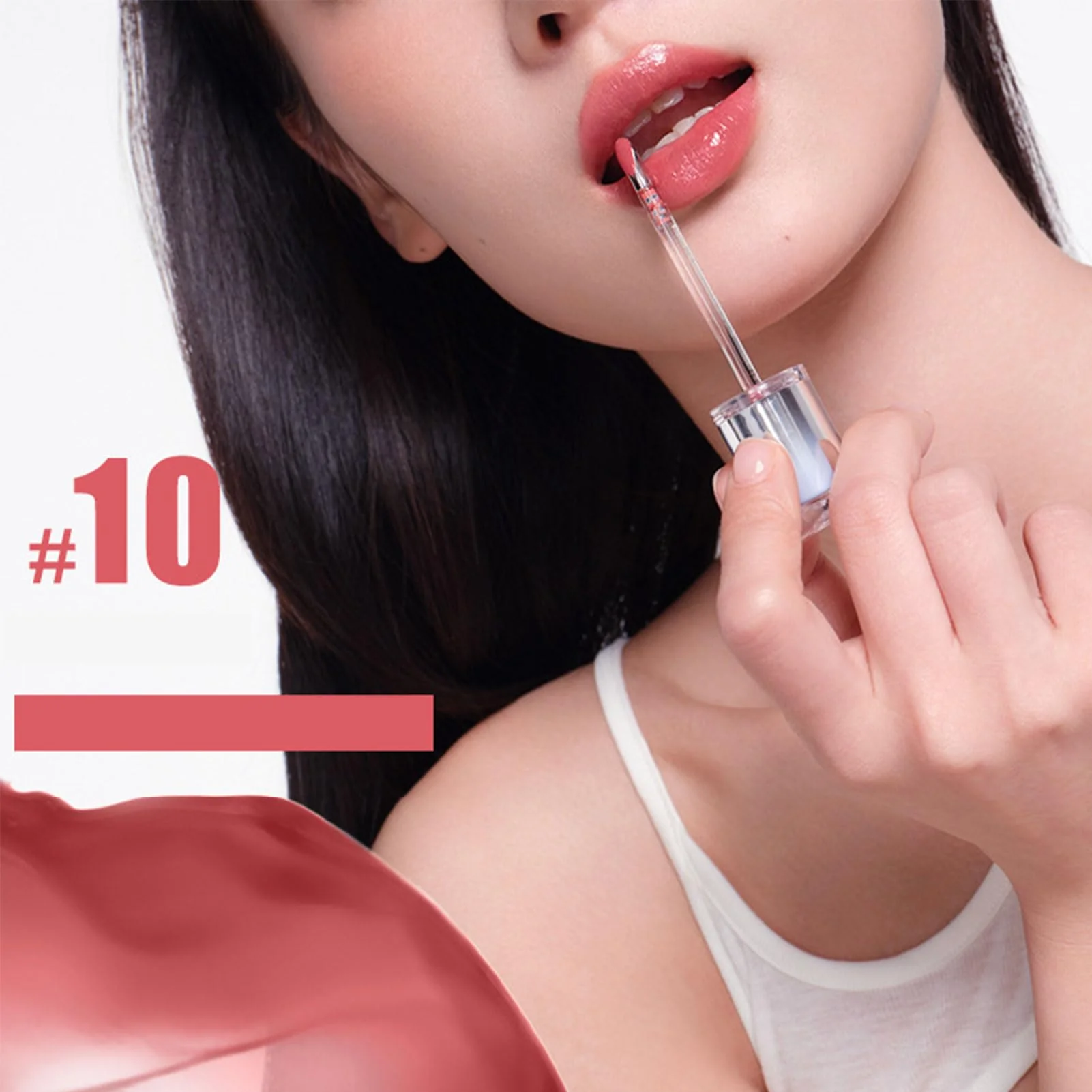 Ice Watery Lip Gloss, Mirror Tea Jelly Light Lip Glaze, Moisturizing Nonstick Liquid Lipstick (#10 Rose Martini) - Image 3