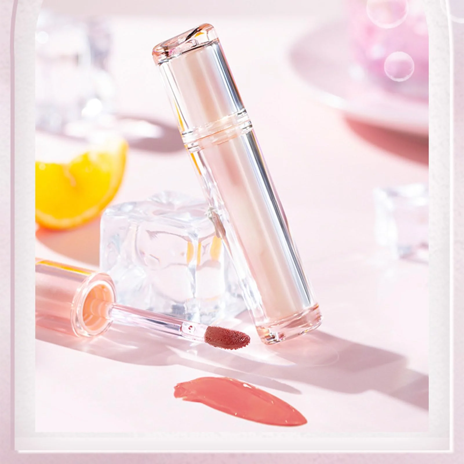 Ice Watery Lip Gloss, Mirror Tea Jelly Light Lip Glaze, Moisturizing Nonstick Liquid Lipstick (#N01 Milky Peach) - Image 7