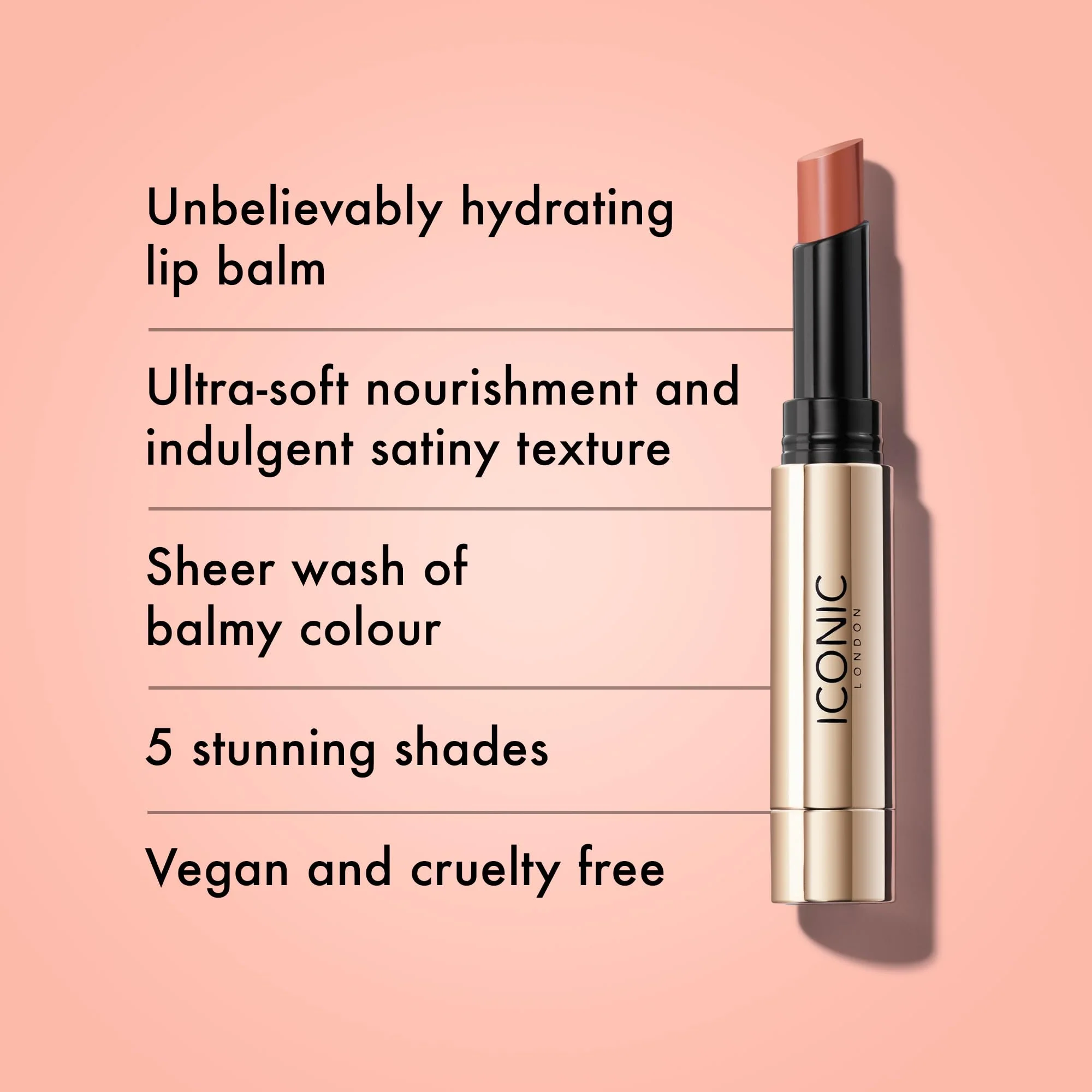 ICONIC LONDON Melting Touch Lip Balm | Hydrating Lip Balm, Non Sticky, Sheer Wash of Colour, Cruelty Free, Vegan Makeup (Love Language) 0.10 Fl oz - Image 5