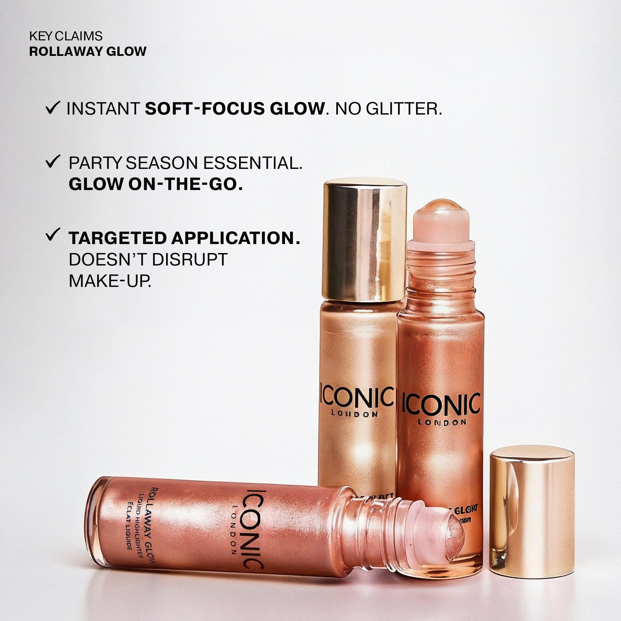 ICONIC LONDON Rollaway Glow | Liquid Highlighter for a Radiant Glow, Cruelty-Free, Vegan Makeup (Peach Paradise) 0.27 Fl oz - Image 4