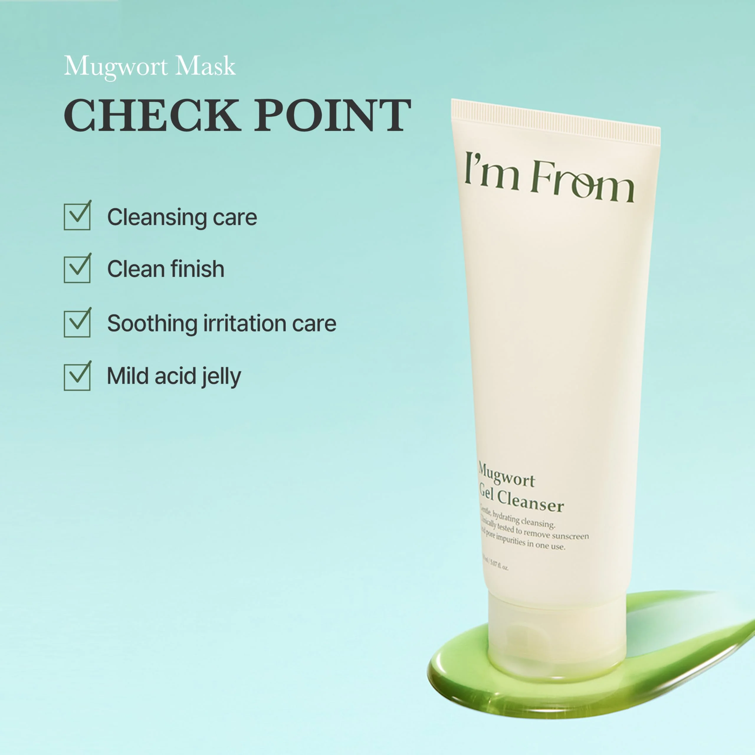 I'm from Mugwort Gel Cleanser 150ml, Mugwort 60%, Calming, Soothing, Mild low pH Korean Face Wash for Sensitive Skin, Irritated Skin, Herbal, Hypoallergenic, Vegan - Image 5