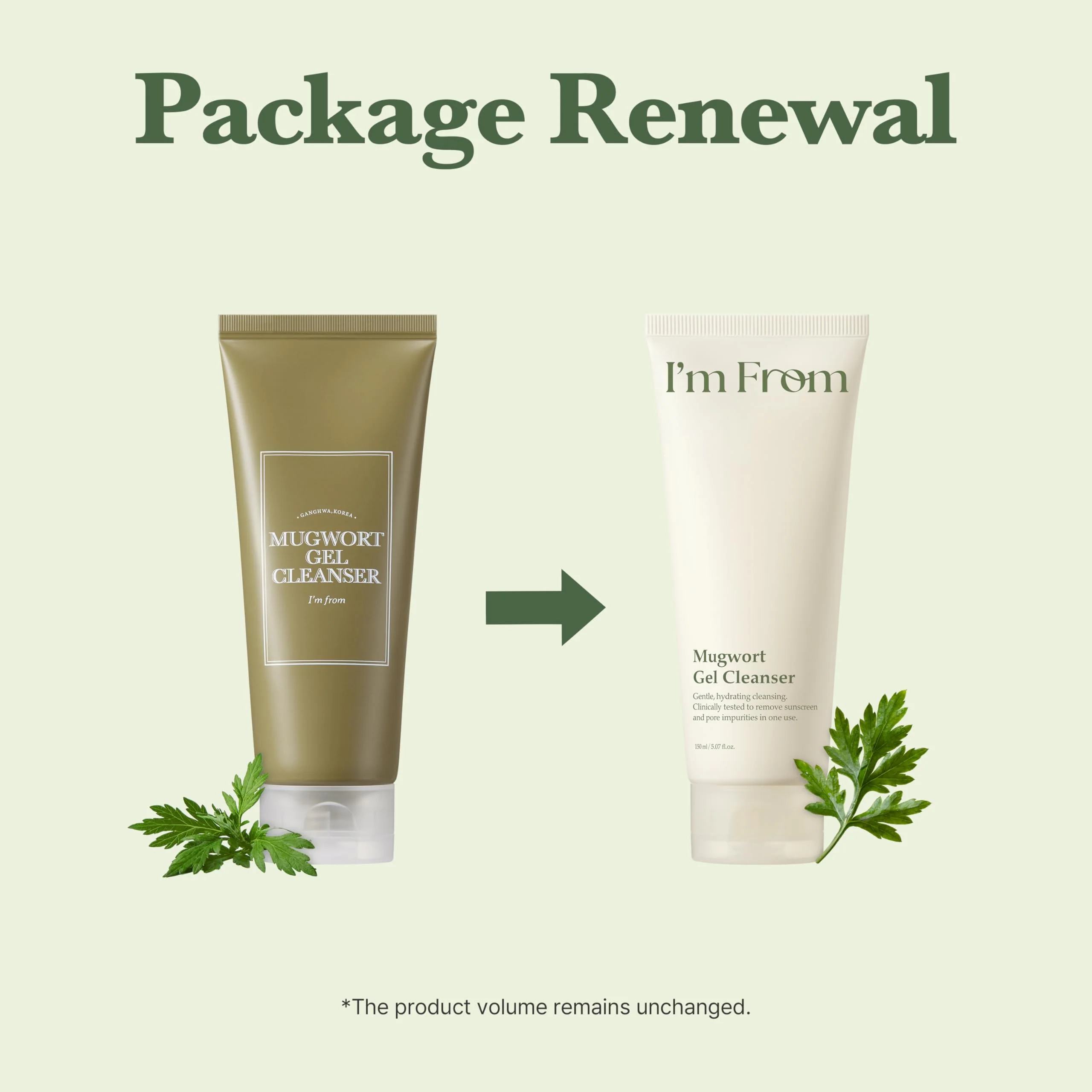 I'm from Mugwort Gel Cleanser 150ml, Mugwort 60%, Calming, Soothing, Mild low pH Korean Face Wash for Sensitive Skin, Irritated Skin, Herbal, Hypoallergenic, Vegan - Image 9