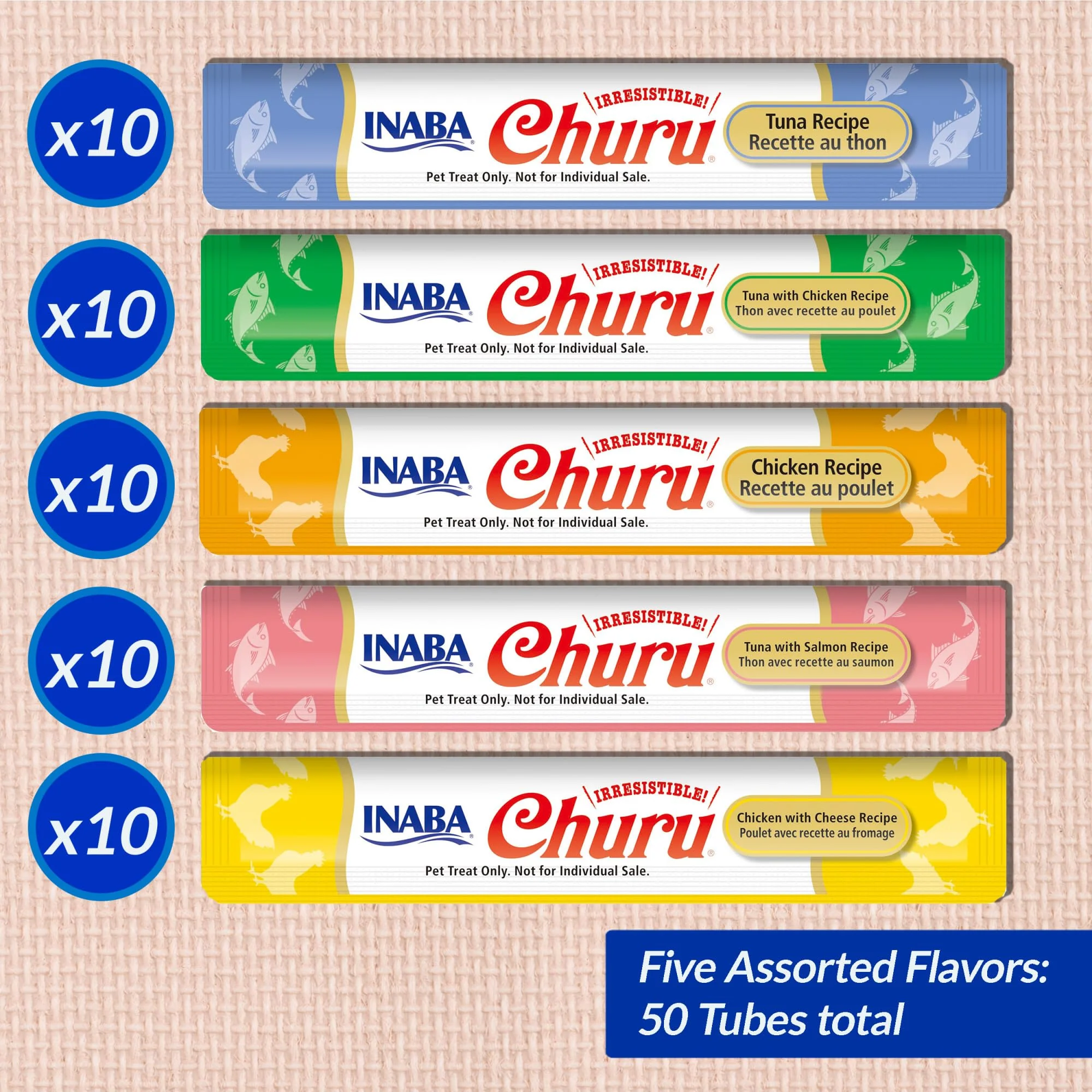 INABA Churu Cat Treats, Grain-Free, Lickable, Squeezable Creamy Purée Cat Treat/Topper with Vitamin E & Taurine, 0.5 Ounces Each Tube, 50 Tubes, Tuna & Chicken Variety - Image 5