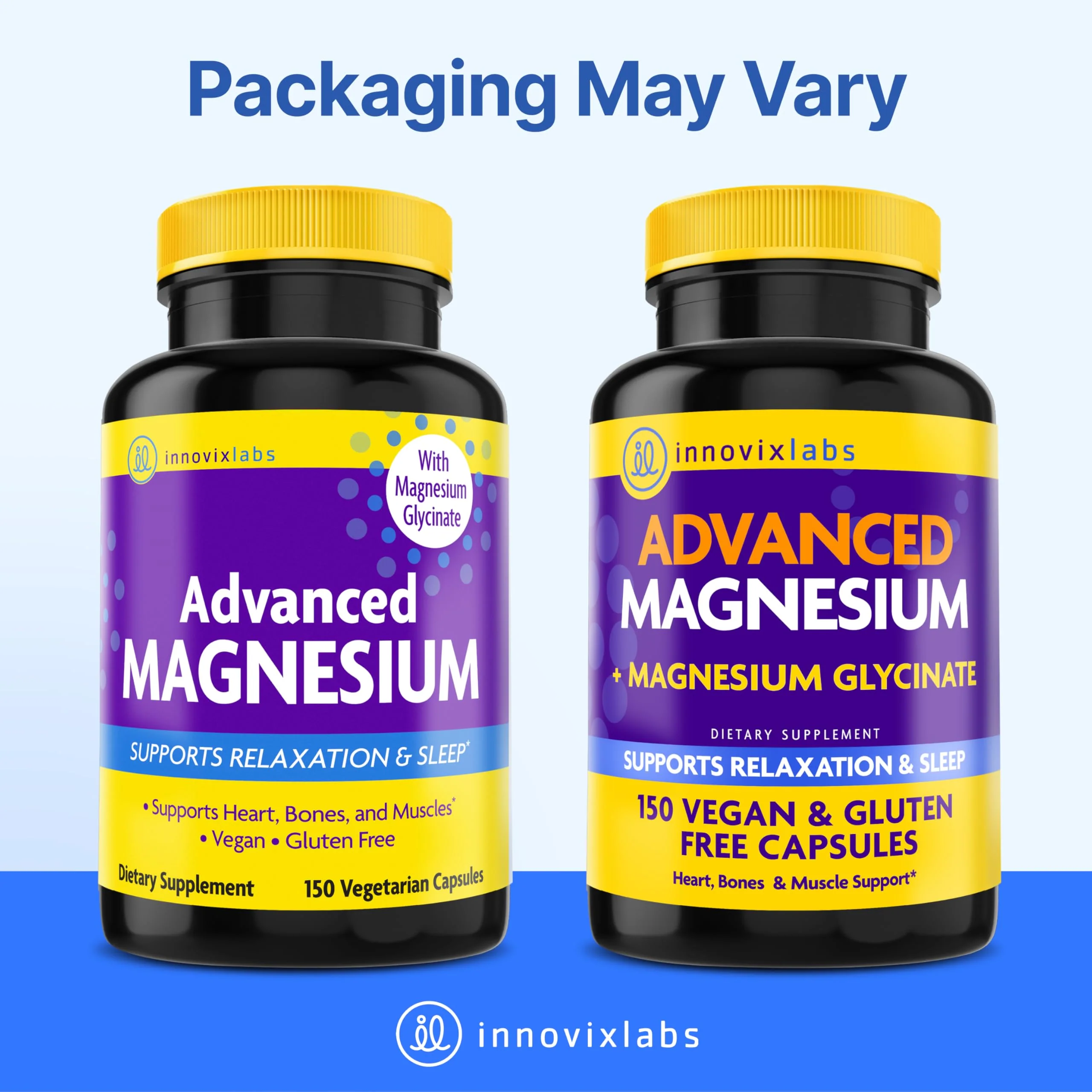 InnovixLabs Advanced Magnesium Capsules - 150 Ct, 210 mg - Chelated Glycinate and Malate - High Absorption, Promotes Relaxation, Bones, Muscle Health, Vegan Malate Sleep Supplement - Image 3