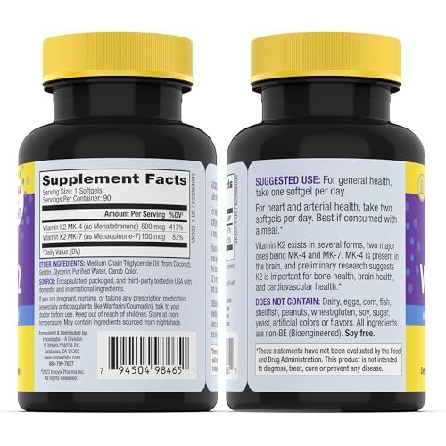 InnovixLabs Full Spectrum Vitamin K2-90 Softgels with 600 mcg of Trans Form MK7 and MK4 - Supports General Health and Bone Strength - Soy and Gluten Free K2 Vitamin Supplement - Image 2