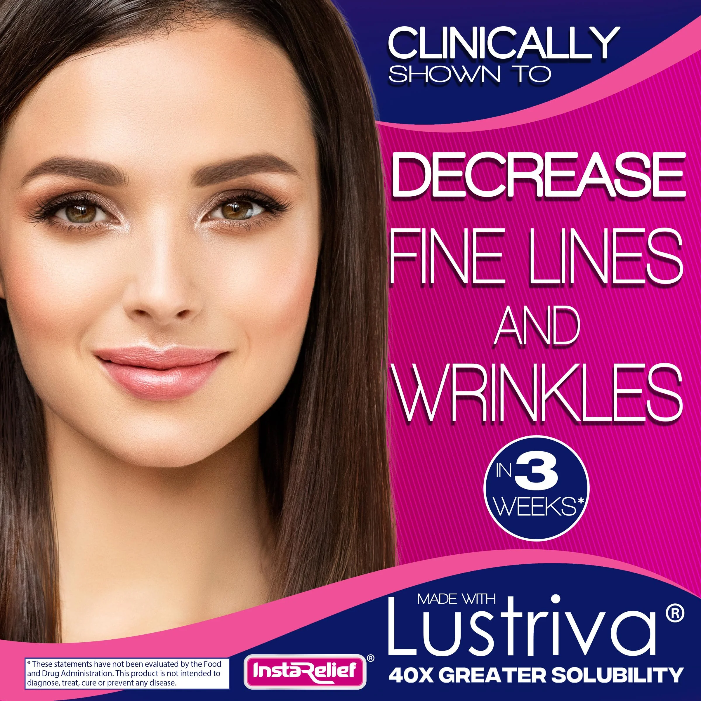 InstaRelief® Hair Growth with Lustriva® - Clinically Shown to Grow Thicker, Healthier Hair in 3 Weeks, Reduce Wrinkles and Fine Lines, with Biotin, Silicon, and Arginine, 60 Tablets - Image 6