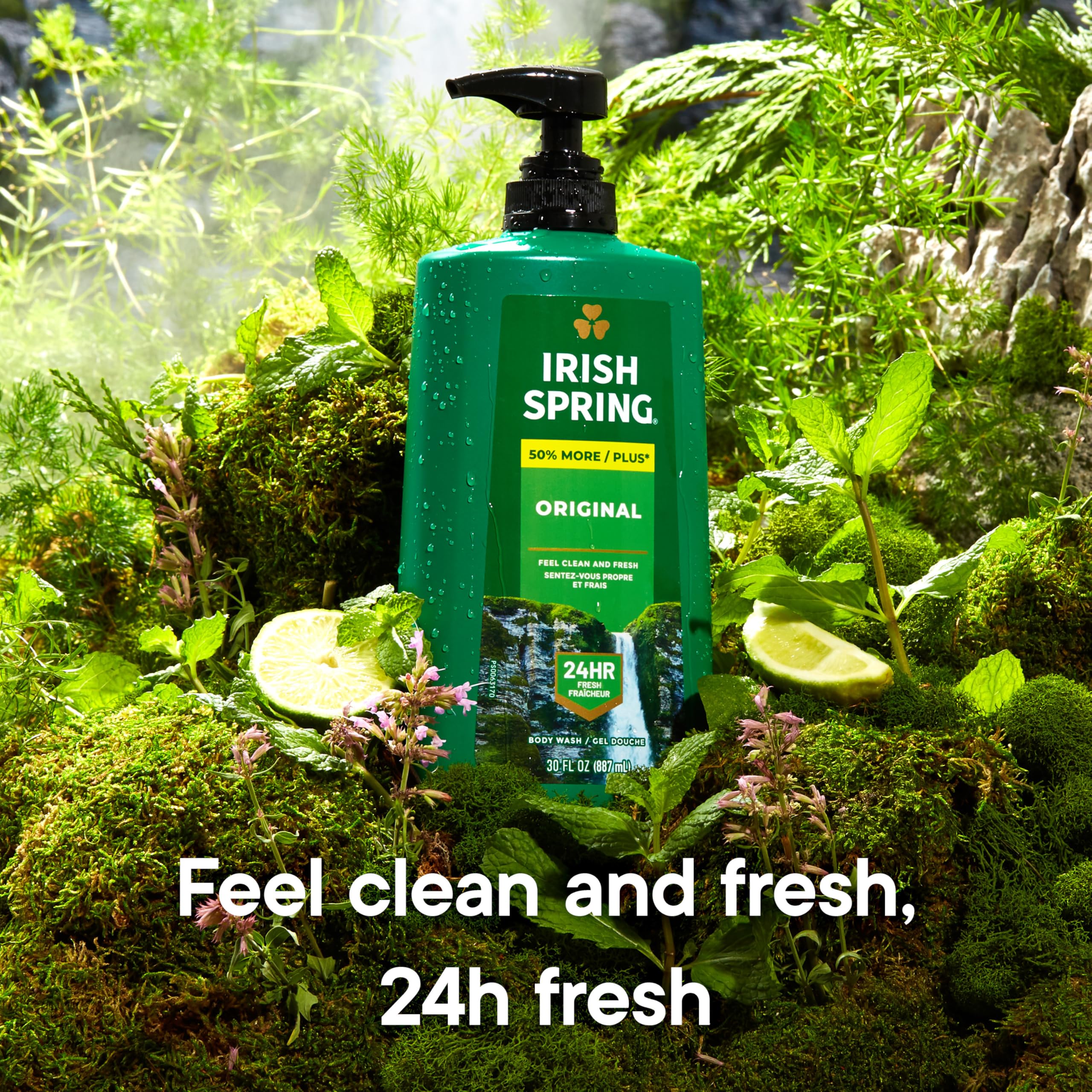 Irish Spring Original Moisturizing Body Wash for Men, 24-Hour Fresh, Face and Body Wash, Biodegradable Ingredients, Paraben Free, Cool Fresh Scent, 30 fl oz Pump Bottle - Image 8