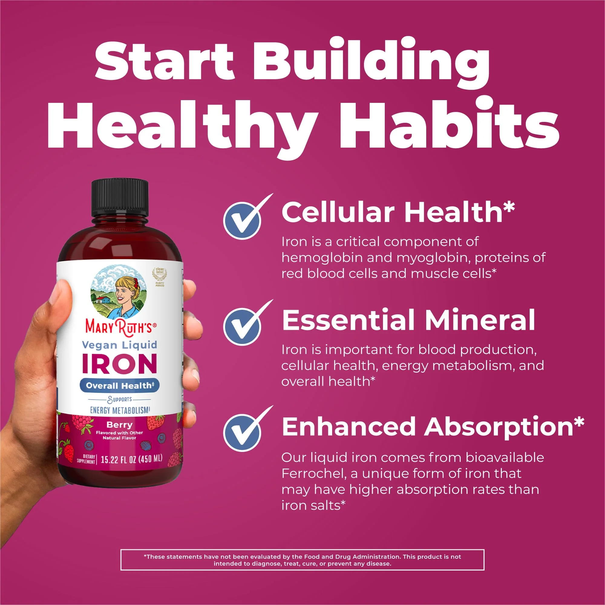 Iron Supplement for Women Men & Kids | Liquid Iron Supplement for Women Men & Kids | Iron for Healthy Blood & Oxygen | Ages 4 & Up | Sugar Free | Vegan | Non-GMO | Gluten Free | 15.22 Fl Oz - Image 6