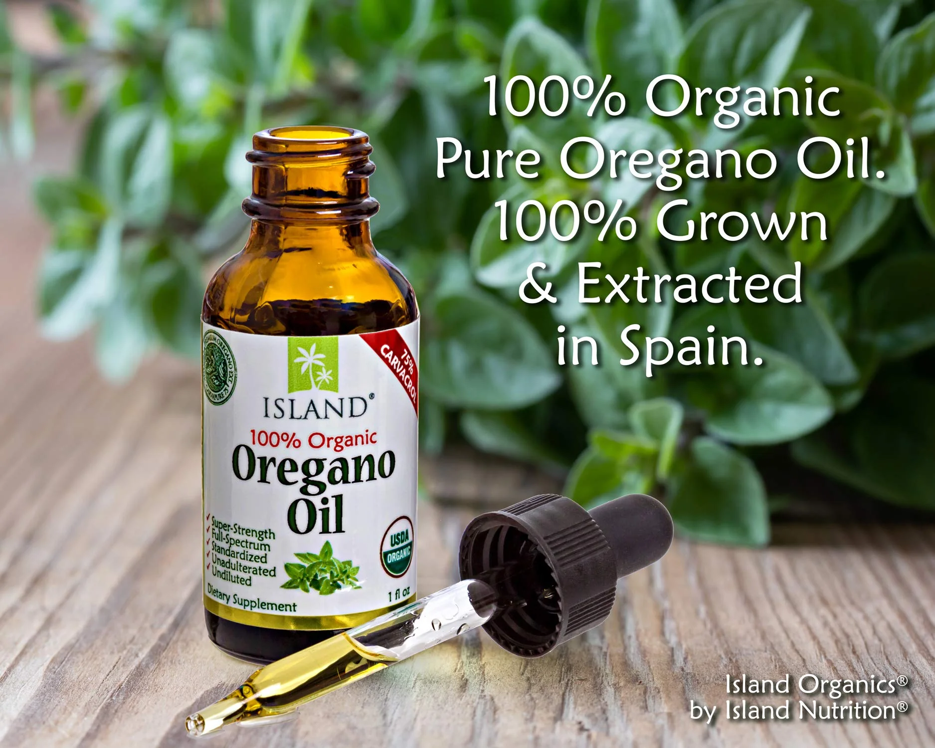 Island Nutrition, Oregano Oil Organic Liquid Drops - 100% Pure & Undiluted - USDA-Certified Organic (1 oz) 75% Carvacrol - Grown in Spain - Immune Support Supplement with Oil of Oregano. - Image 8