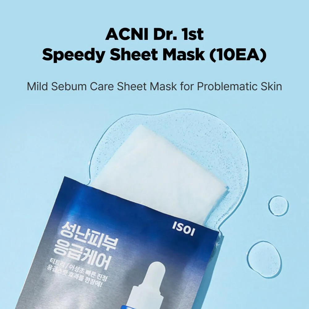 ISOI ACNI Dr. 1st Speedy Mask 10EA, Hypoallergenic & Moisturizing Mask for Sensitive Skin, Quick Calming Acne Care, Korean Skin Care - Image 8