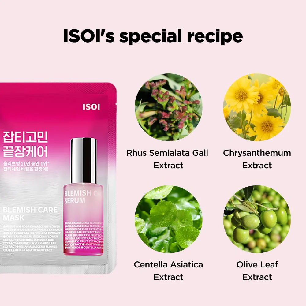 ISOI Blemish Care Mask Pack 10EA, Hydrating and Clarifying Face Mask with Bulgarian Rose Oil, Korean Skin Care - Image 4
