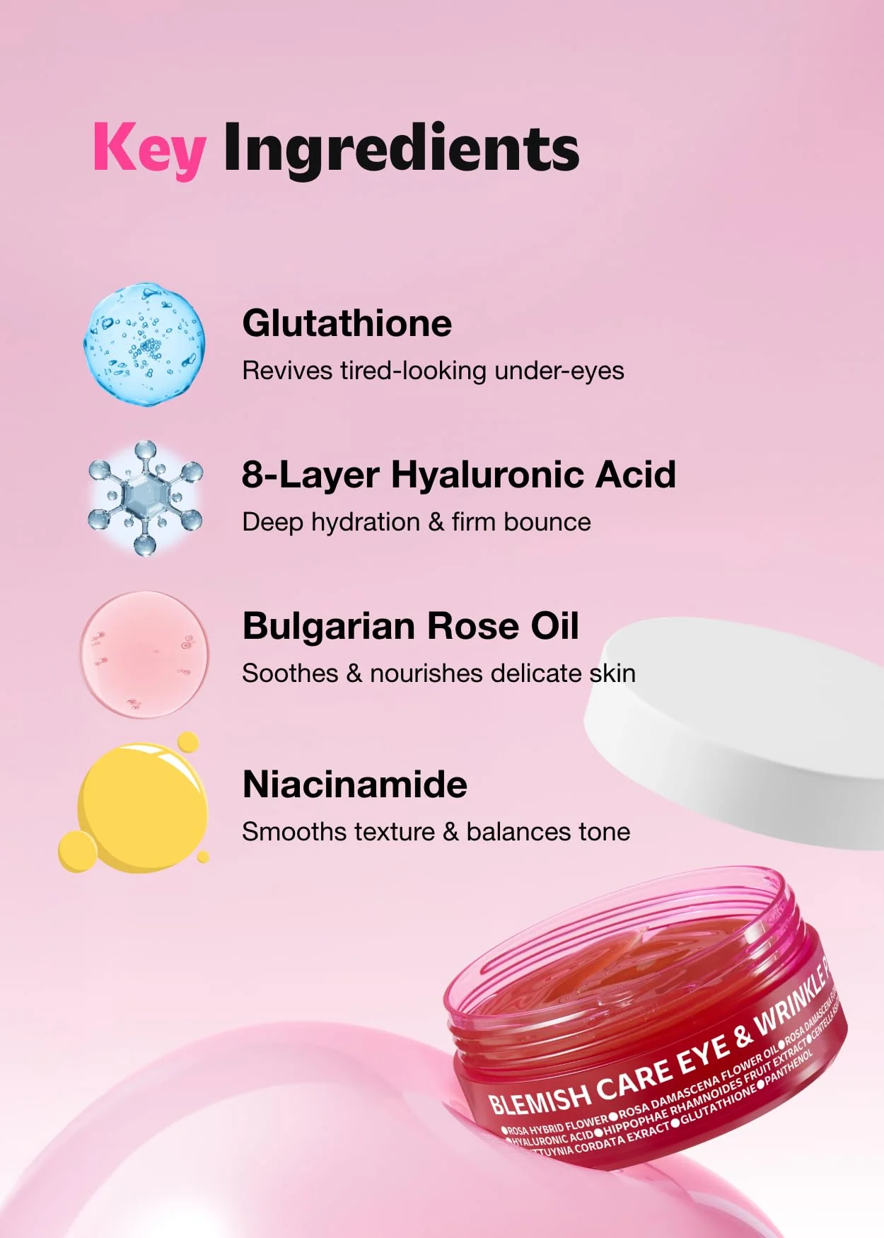 ISOI Blemish Care Under Eye Patch for Dark Circles, Puffiness and Wrinkles, Hydrating Gel Eye Masks with Hyaluronic Acid & Bulgarian Rose Oil, Korean Skin Care (90 pcs, 3.17 oz) - Image 4