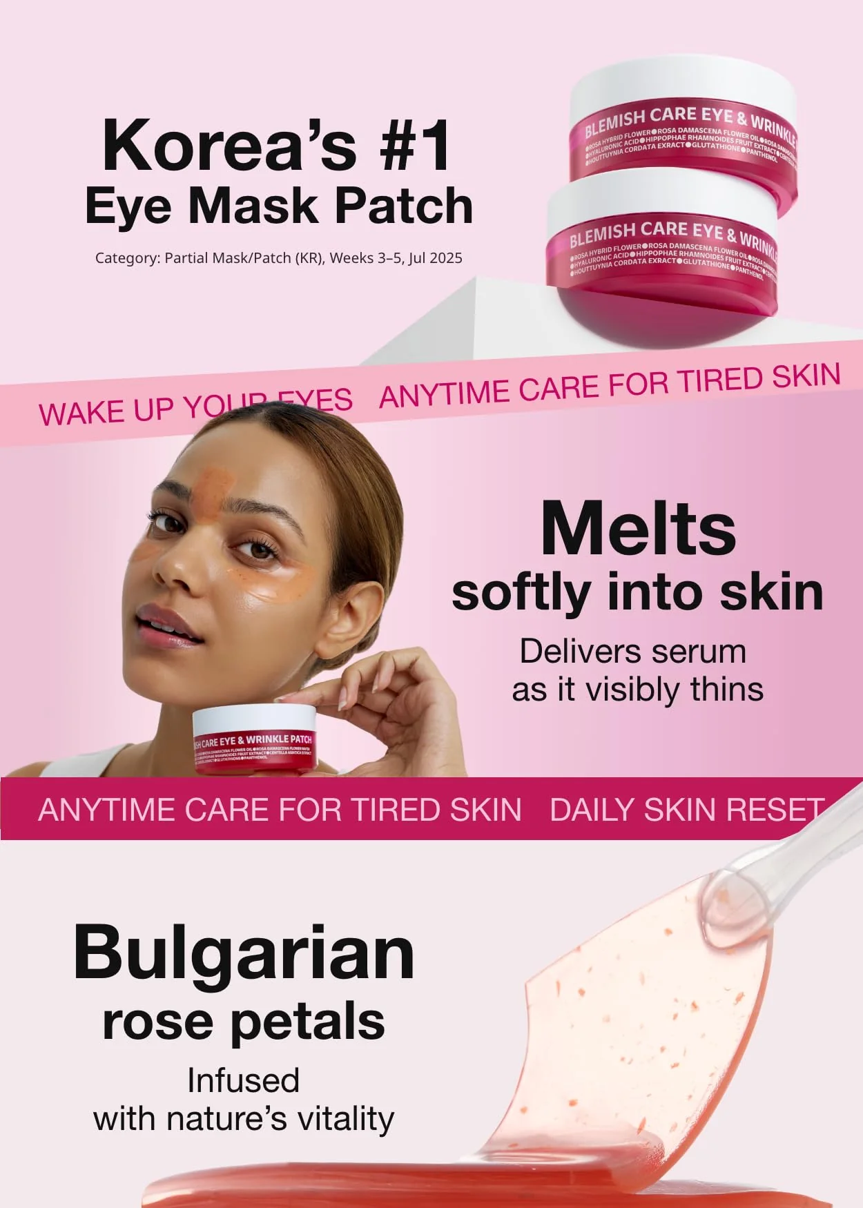 ISOI Blemish Care Under Eye Patch for Dark Circles, Puffiness and Wrinkles, Hydrating Gel Eye Masks with Hyaluronic Acid & Bulgarian Rose Oil, Korean Skin Care (90 pcs, 3.17 oz) - Image 6