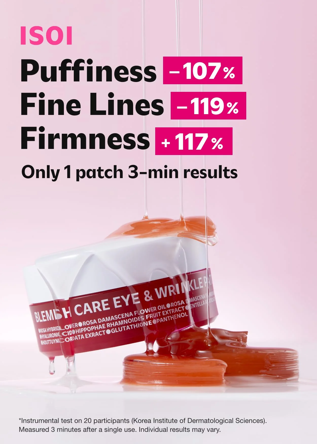 ISOI Blemish Care Under Eye Patch for Dark Circles, Puffiness and Wrinkles, Hydrating Gel Eye Masks with Hyaluronic Acid & Bulgarian Rose Oil, Korean Skin Care (90 pcs, 3.17 oz) - Image 8