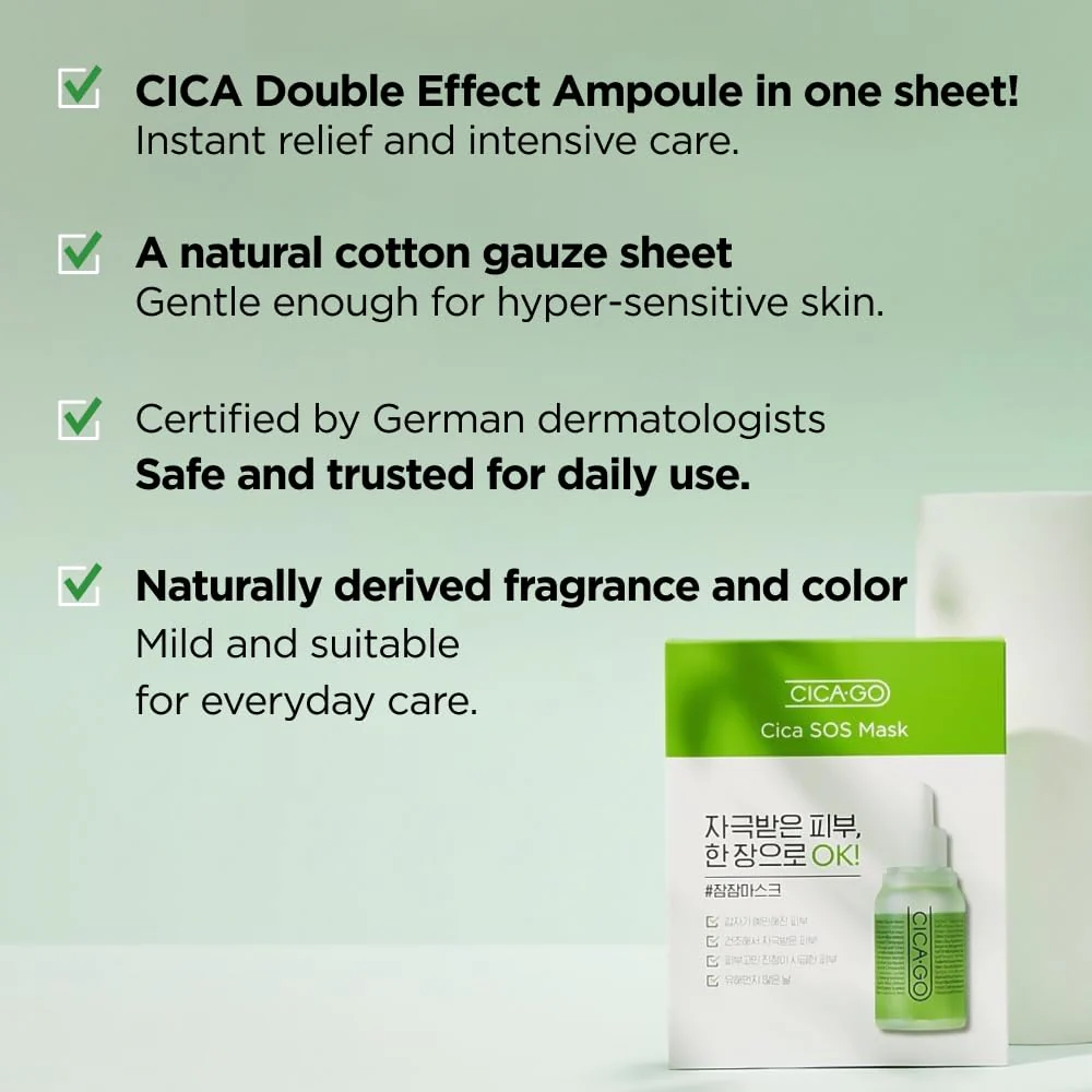 ISOI CICAGO Cica SOS Mask Pack, Intensive Soothing & Hydration Care for Sensitive & Irritated Skin, Fast-Acting Relief, Korean Skin Care (5EA) - Image 7