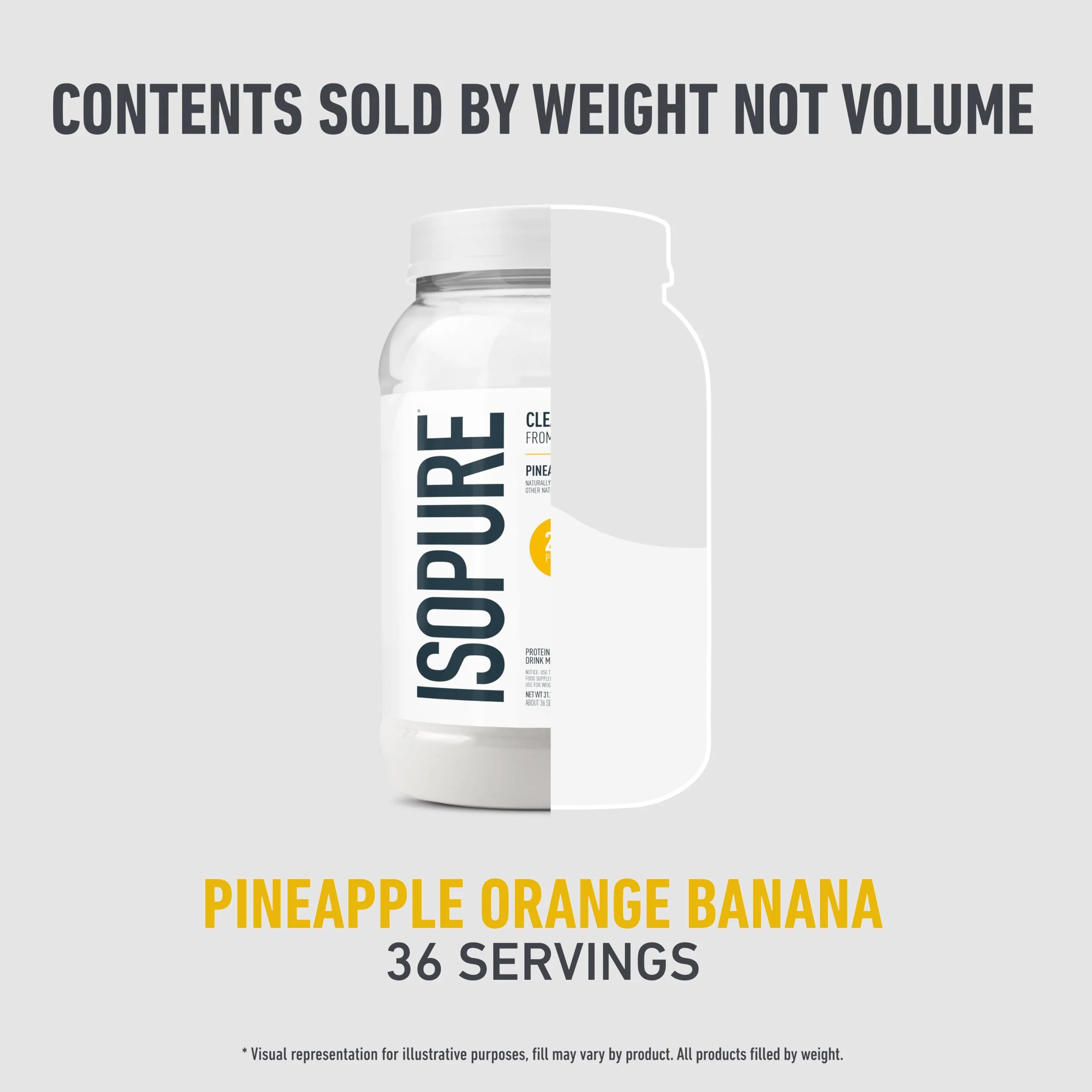 Isopure Clear Whey Isolate Protein Powder, Lactose Free, Gluten Free, Naturally Flavored, Pineapple Orange Banana, 20g Protein Per Serving, 1.9 Lb, 36 Servings (Packaging May Vary) - Image 2