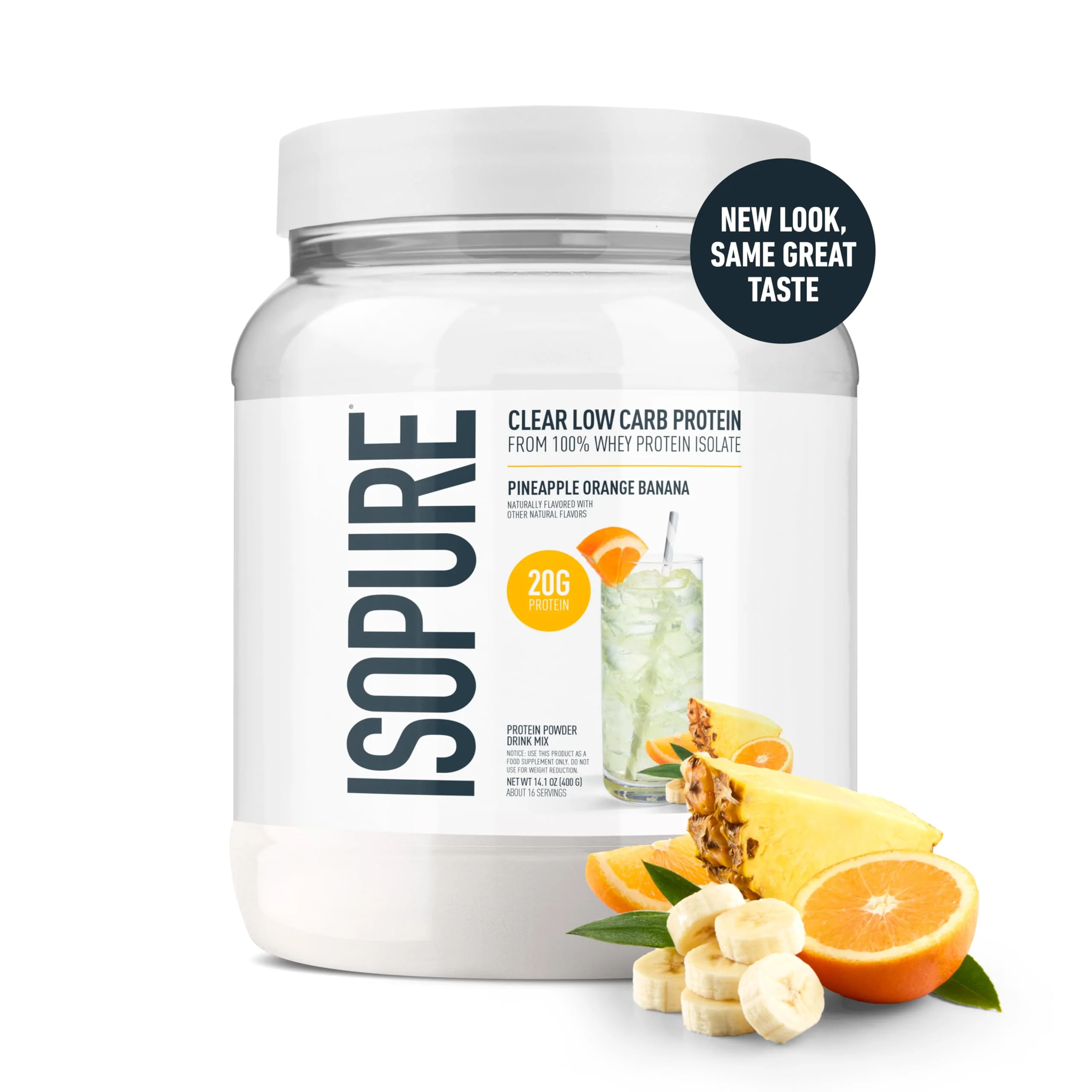 Isopure Clear Whey Isolate Protein Powder, Lactose Free, Gluten Free, Naturally Flavored, Pineapple Orange Banana, 20g Protein Per Serving, 14.1 Oz, 16 Servings (Packaging May Vary) - Image 8