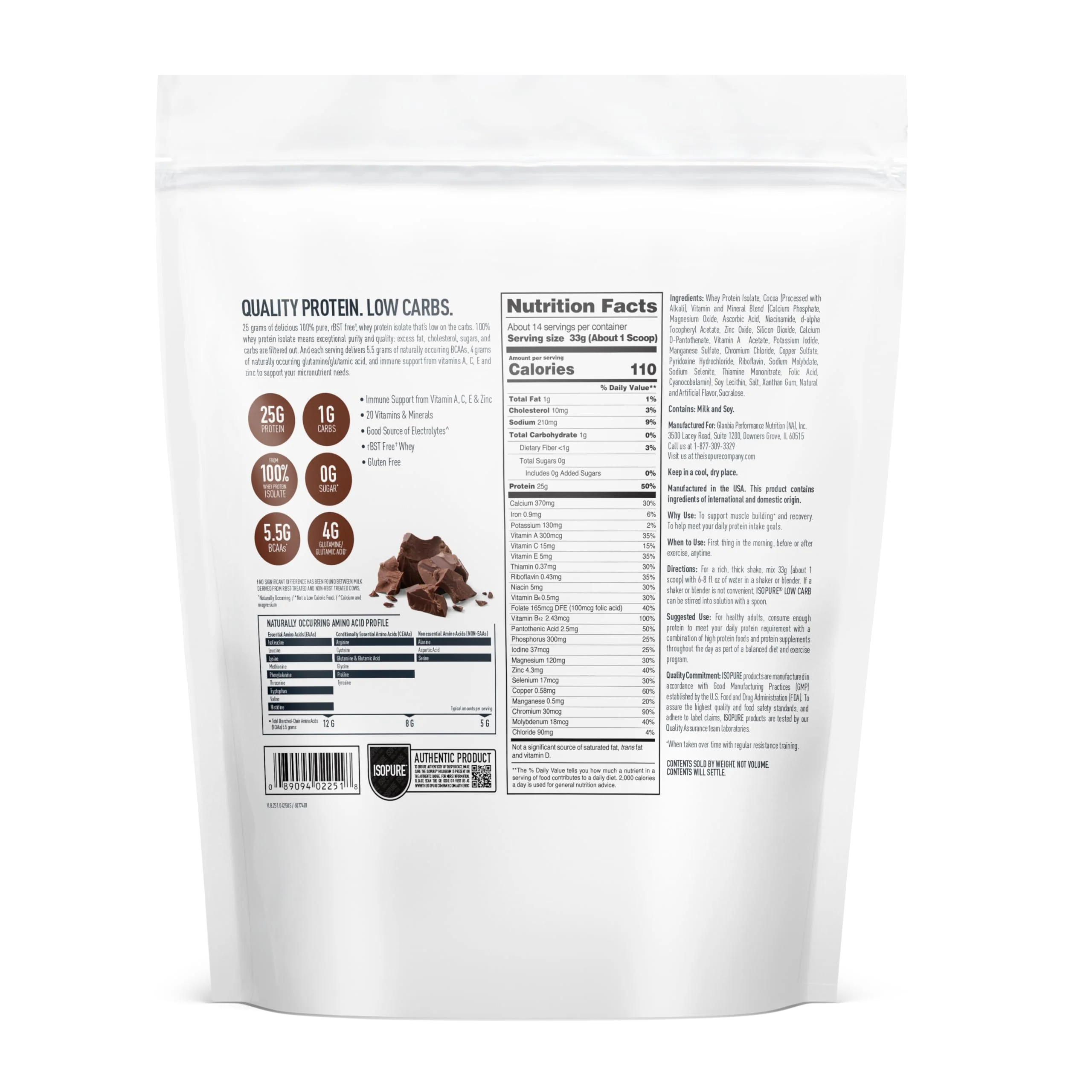 Isopure Low Carb 100% Pure Whey Isolate Protein Powder, Gluten Free, With Vitamins, Dutch Chocolate, 25g Protein Per Serving, 1 Lb, 14 Servings (Packaging May Vary) - Image 2