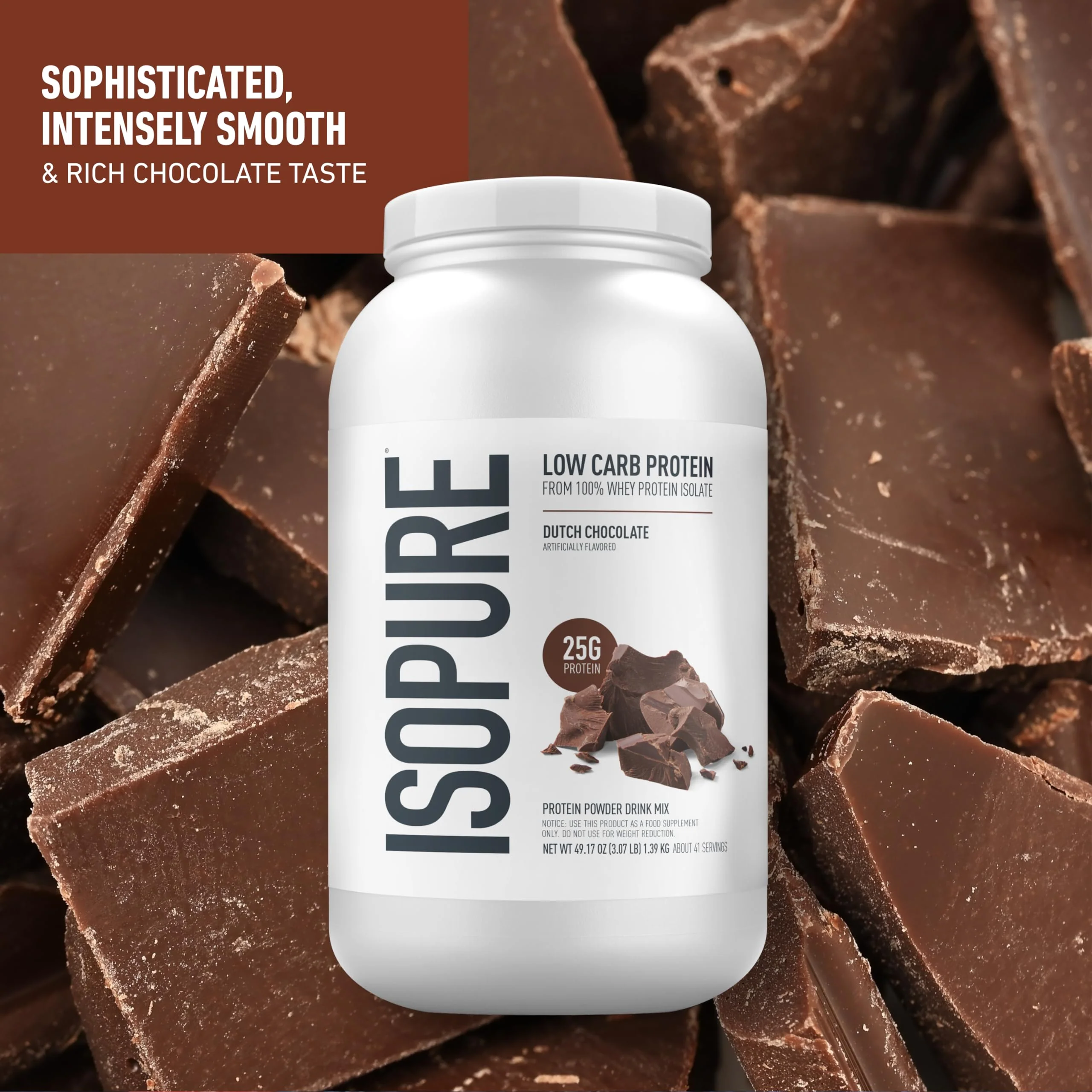 Isopure Low Carb 100% Pure Whey Isolate Protein Powder, Gluten Free, With Vitamins, Dutch Chocolate, 25g Protein Per Serving, 3.07 Lbs, 41 Servings (Packaging May Vary) - Image 7