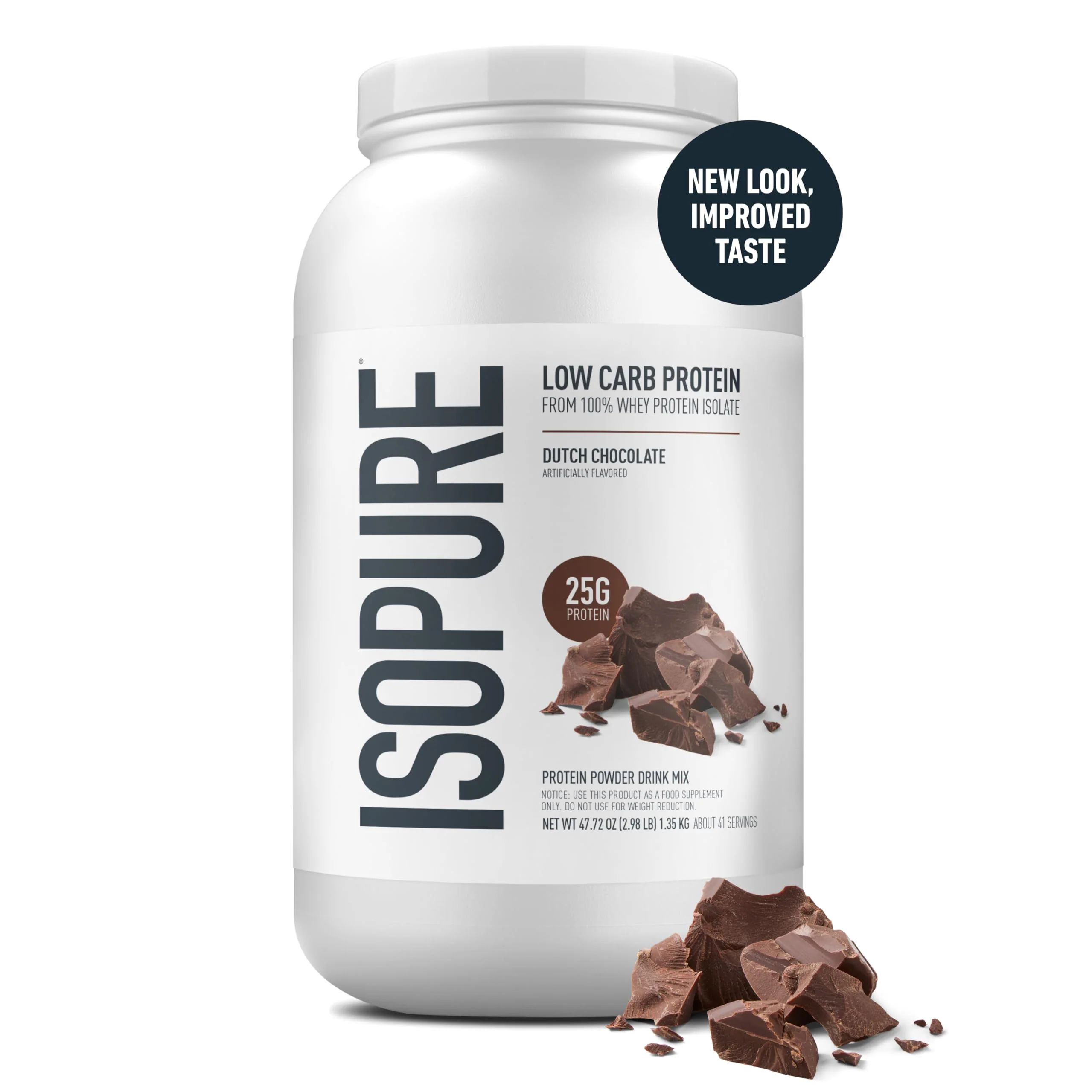 Isopure Low Carb 100% Pure Whey Isolate Protein Powder, Gluten Free, With Vitamins, Dutch Chocolate, 25g Protein Per Serving, 3.07 Lbs, 41 Servings (Packaging May Vary) - Image 8