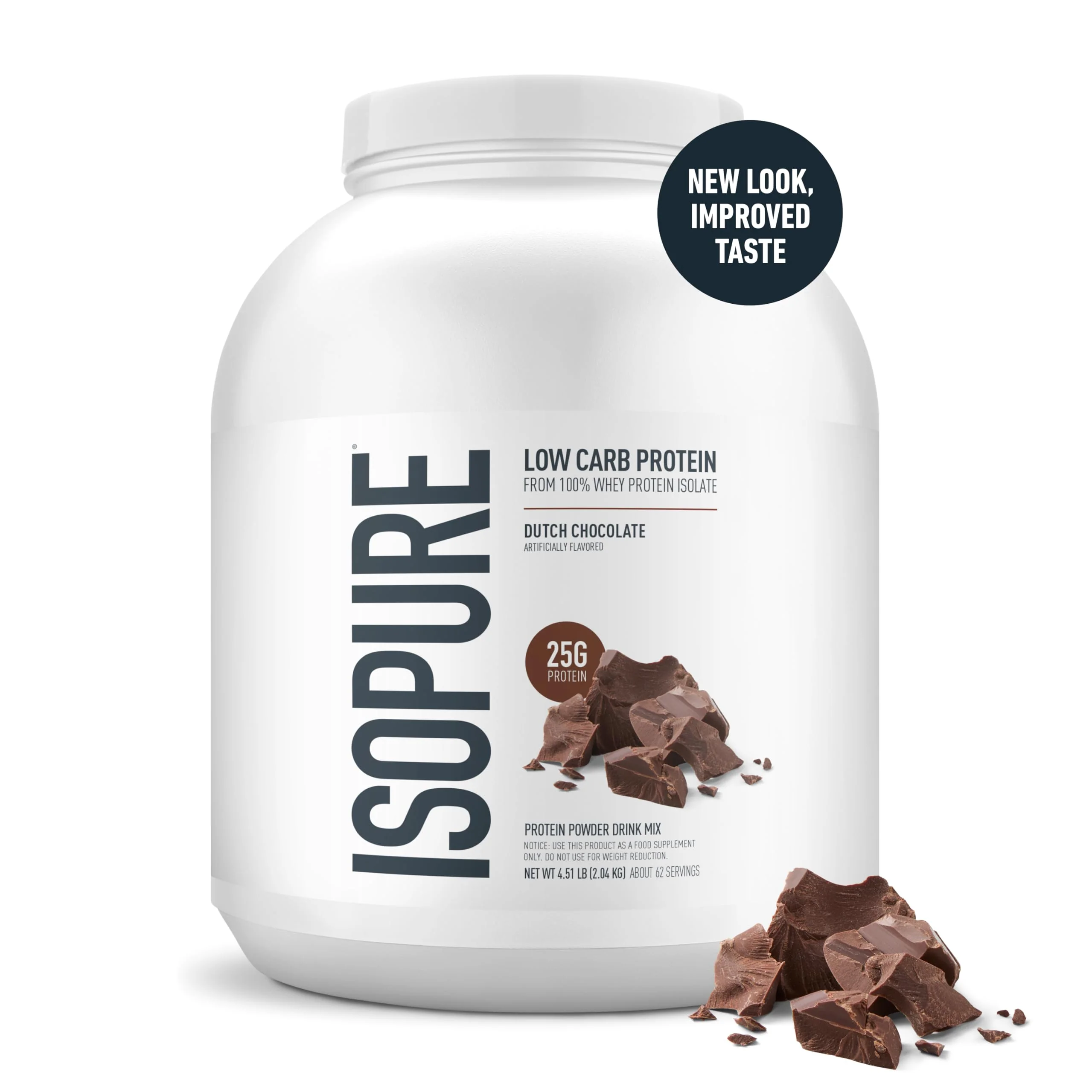 Isopure Low Carb 100% Pure Whey Isolate Protein Powder, Gluten Free, With Vitamins, Dutch Chocolate, 25g Protein Per Serving, 4.5 Lbs, 62 Servings (Packaging May Vary) - Image 8