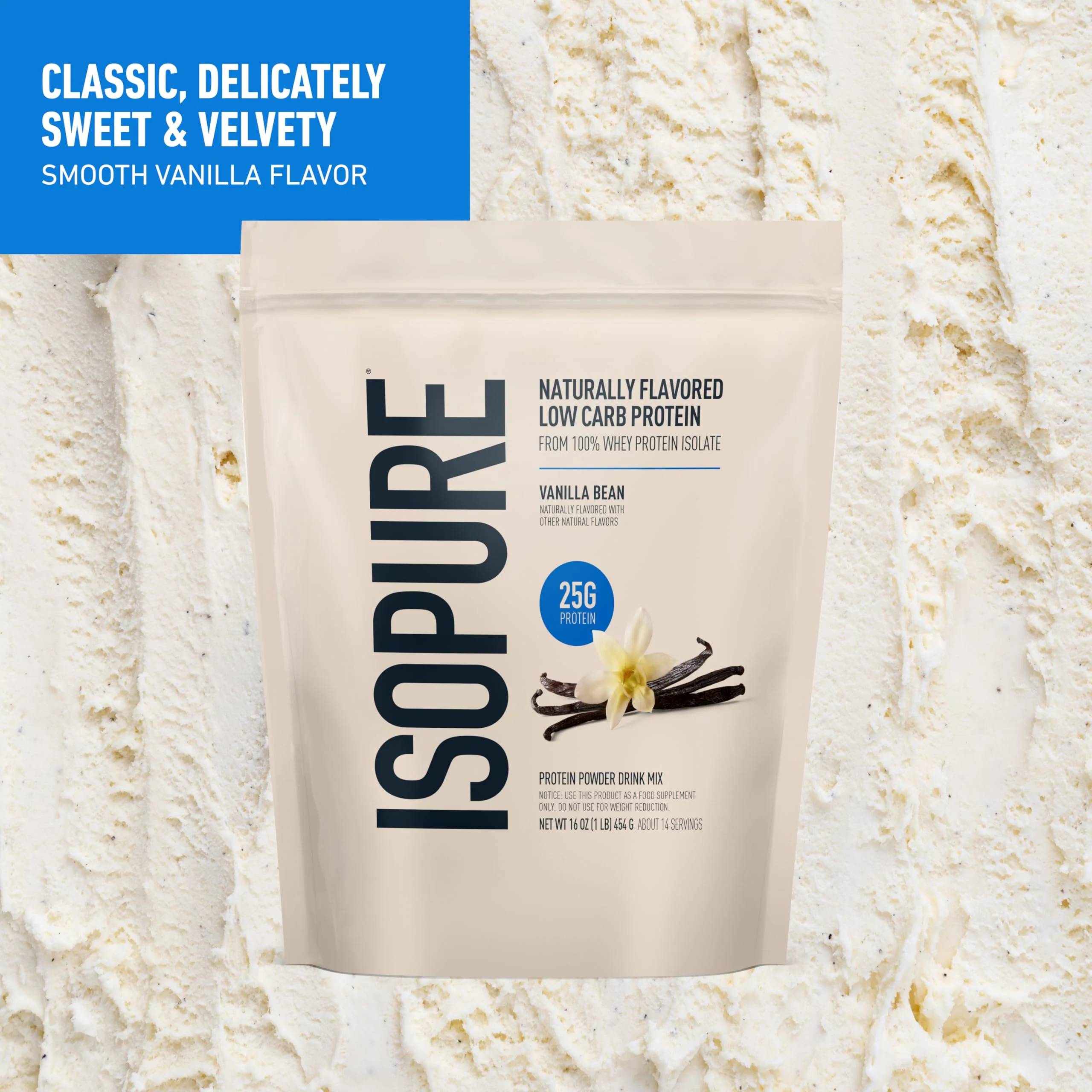 Isopure Low Carb 100% Pure Whey Isolate Protein Powder, Lactose Free, Gluten Free, With Vitamins, Vanilla Bean, 25g Protein Per Serving, 1 Lb, 14 Servings (Packaging May Vary) - Image 7