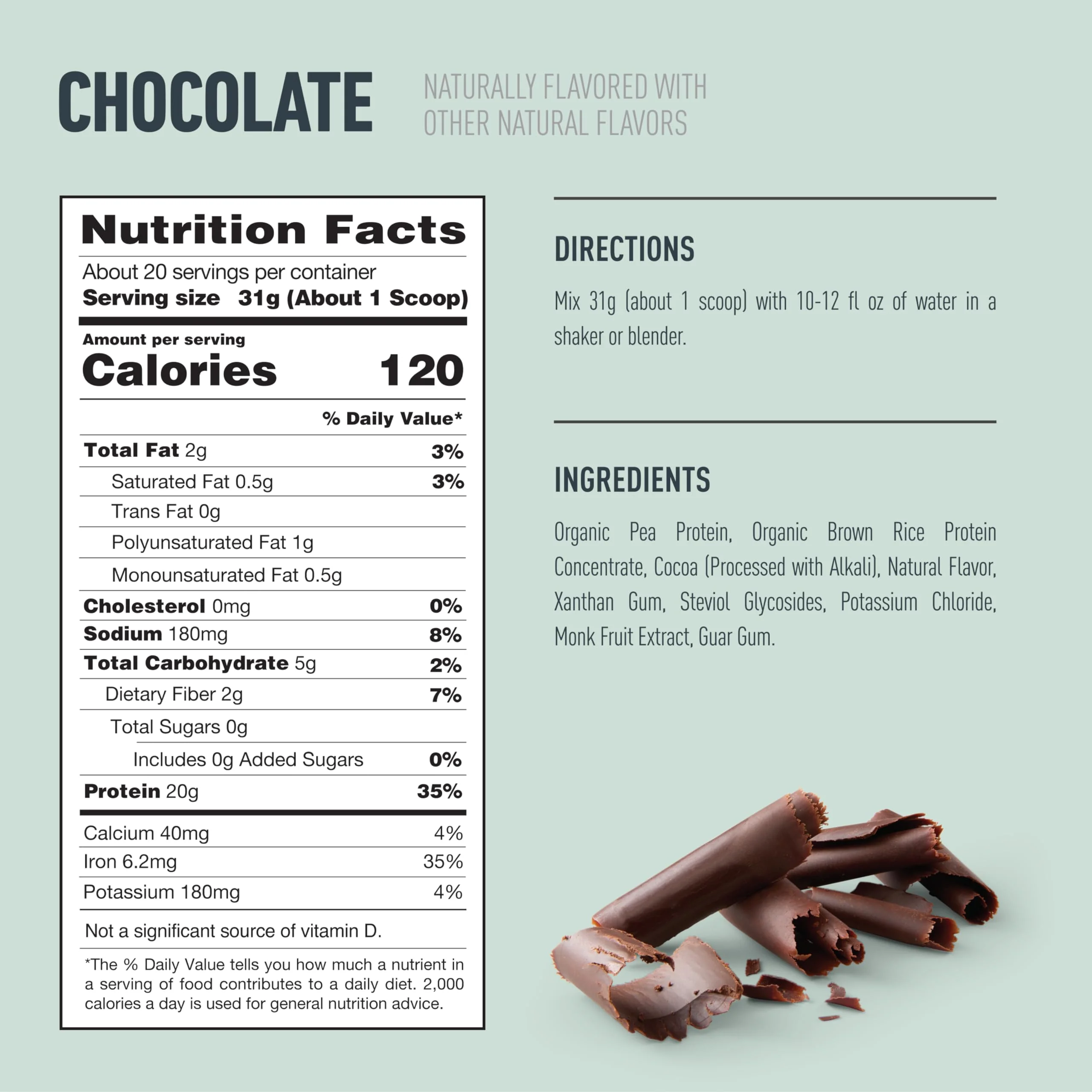 Isopure Plant-Based Protein Powder, Lactose Free, Gluten Free, With Iron, Chocolate, 20g Plant Protein Per Serving, 1.37 Lbs, 20 Servings - Image 5