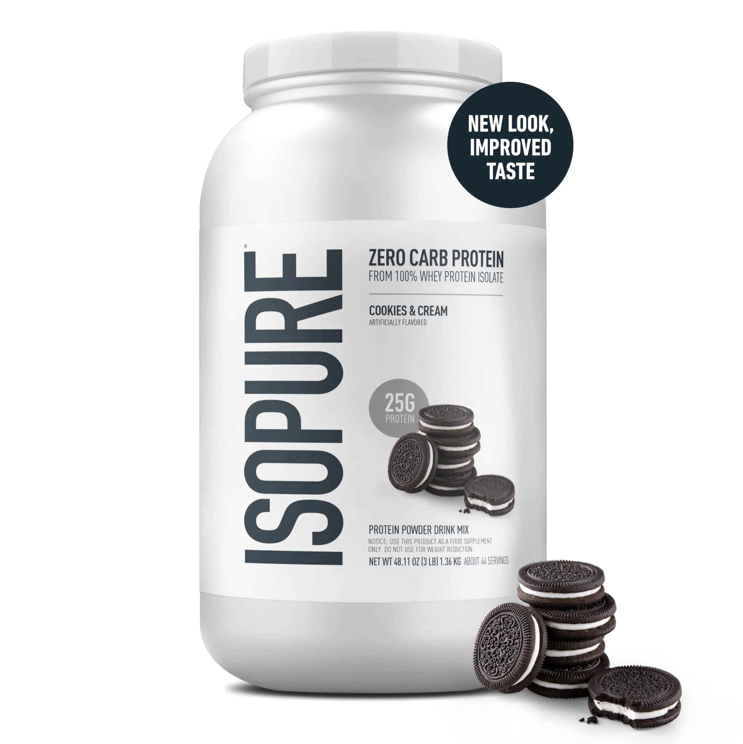 Isopure Zero Carb 100% Pure Whey Isolate Protein Powder, Gluten Free, With Vitamins, Cookies & Cream, 25g Protein Per Serving, 3 Pounds, 44 Servings (Packaging May Vary) - Image 8