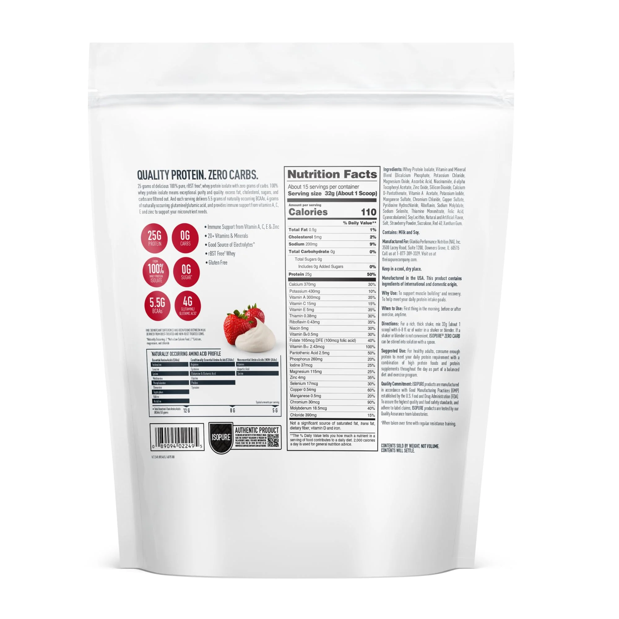 Isopure Zero Carb 100% Pure Whey Isolate Protein Powder, Gluten Free, With Vitamins, Strawberries & Cream, 25g Protein Per Serving, 1 Lb, 15 Servings (Packaging May Vary) - Image 10