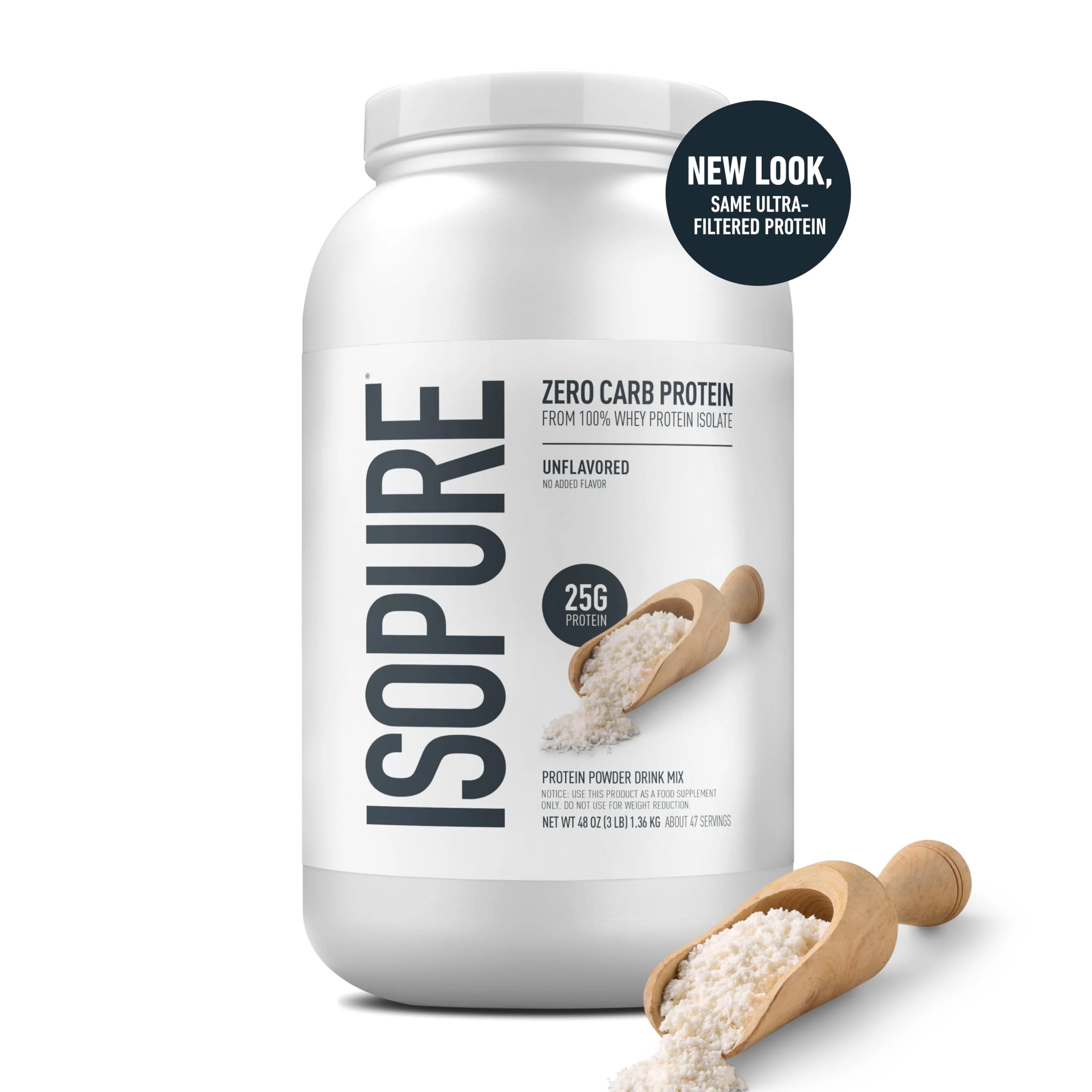 Isopure Zero Carb 100% Pure Whey Isolate Protein Powder, Gluten Free, with Vitamins, Unflavored, 25g Protein Per Serving, 3 Lbs, 47 Servings (Packaging May Vary) - Image 5