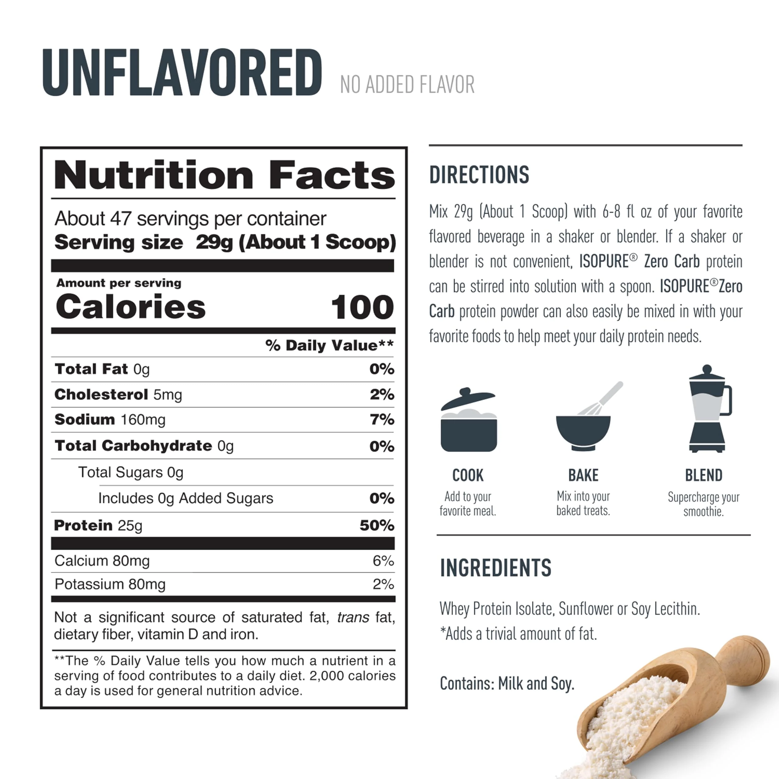 Isopure Zero Carb 100% Pure Whey Isolate Protein Powder, Gluten Free, with Vitamins, Unflavored, 25g Protein Per Serving, 3 Lbs, 47 Servings (Packaging May Vary) - Image 6