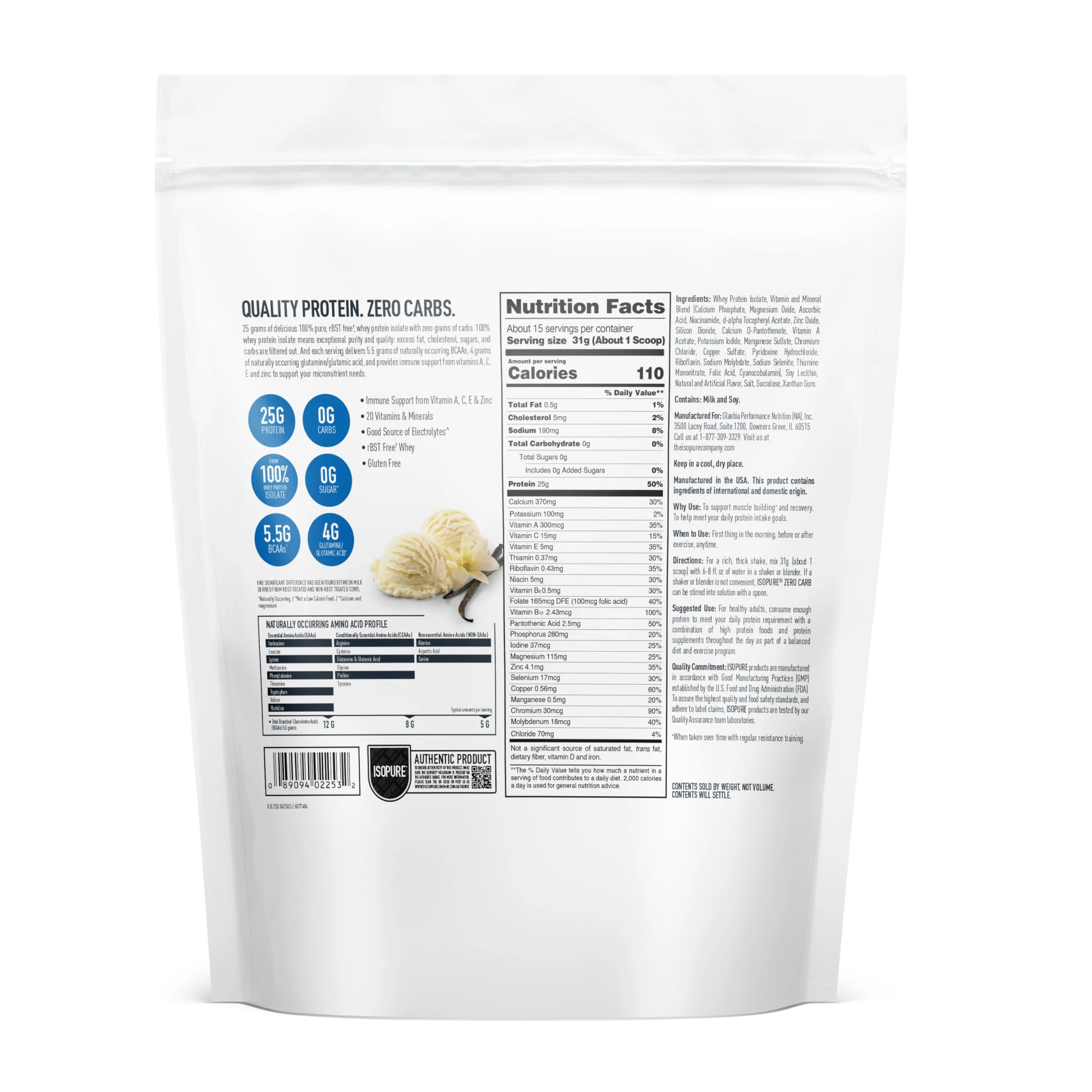 Isopure Zero Carb 100% Pure Whey Isolate Protein Powder, Lactose Free, Gluten Free, with Vitamins, Creamy Vanilla, 25g Protein Per Serving, 1 Lb, 15 Servings (Packaging May Vary) - Image 11