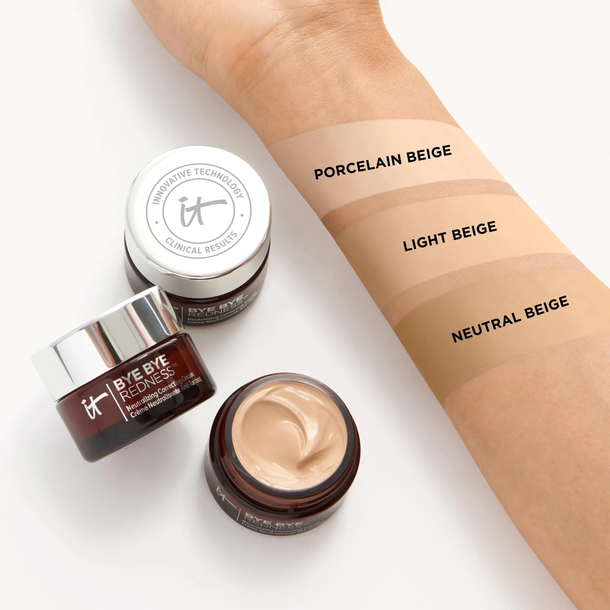 IT Cosmetics Bye Bye Redness Full Coverage Color Correcting Cream (Light Beige) - Redness Neutralizing Tinted Face Moisturizer, 12HR Hydration, Hyaluronic Acid, Colloidal Oatmeal - 0.37 fl oz - Image 7